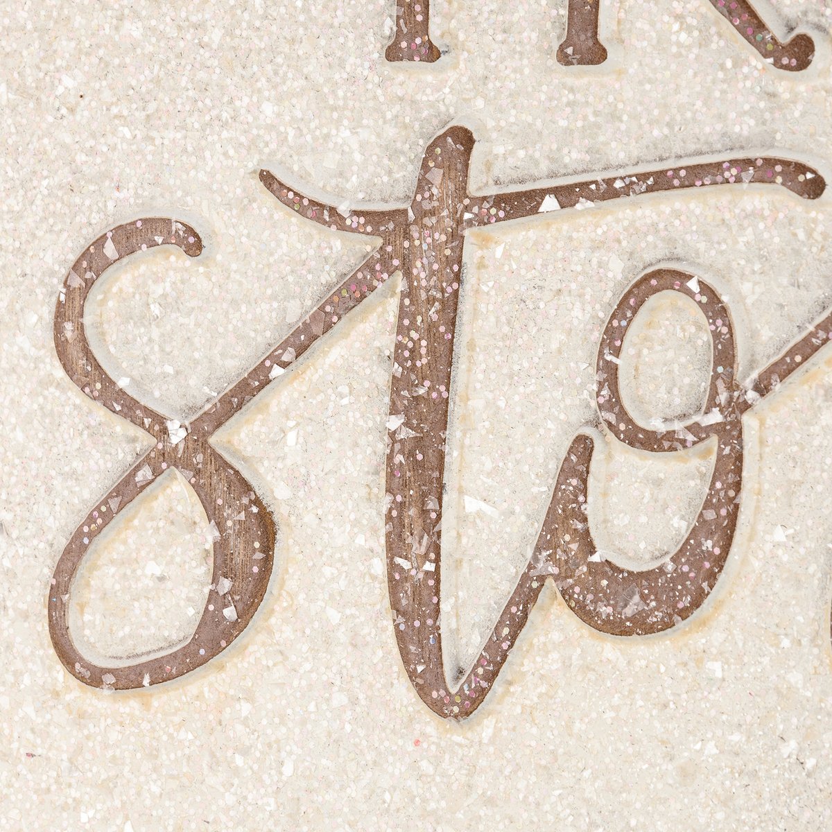 Charming 'True Story' Nativity Wood Inset Box Sign with Snowy Glitter Effect