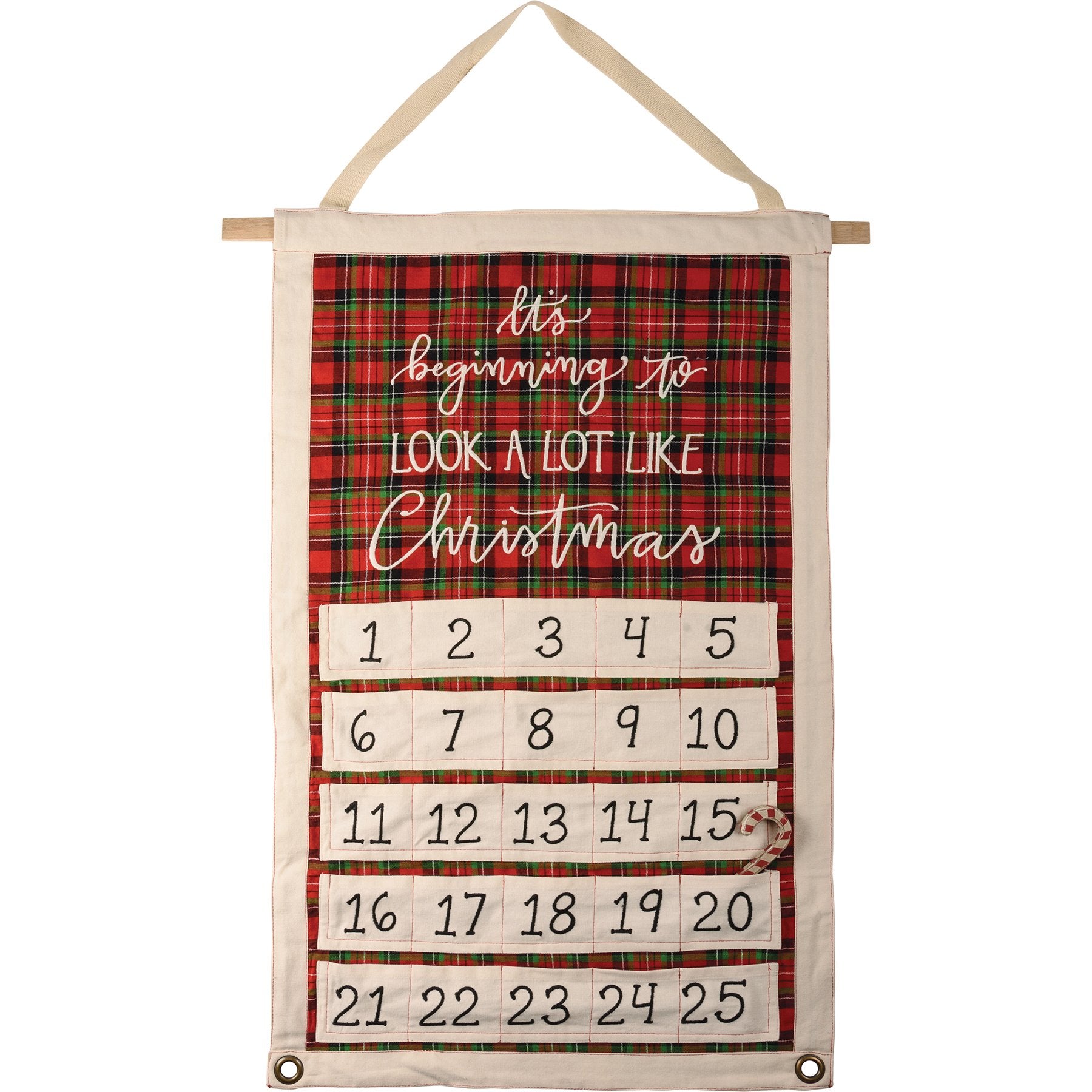 Festive Plaid Christmas Wall Countdown Calendar - Reusable Holiday Decor