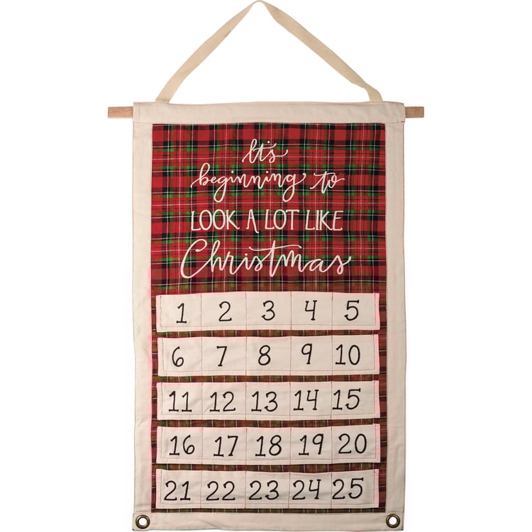 Festive Plaid Christmas Wall Countdown Calendar - Reusable Holiday Decor