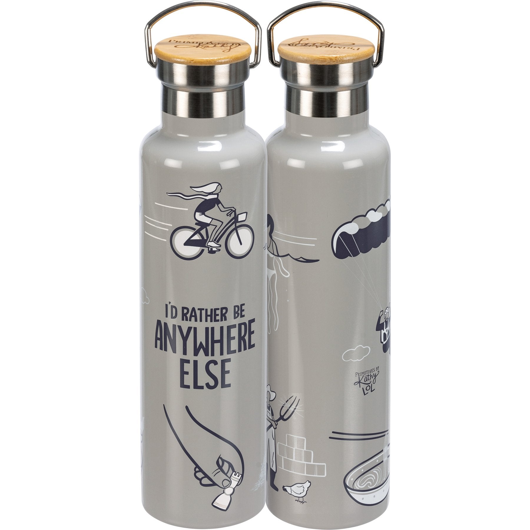 Humorous 'Rather Be Anywhere Else' Insulated Stainless Steel Water Bottle, 25 oz