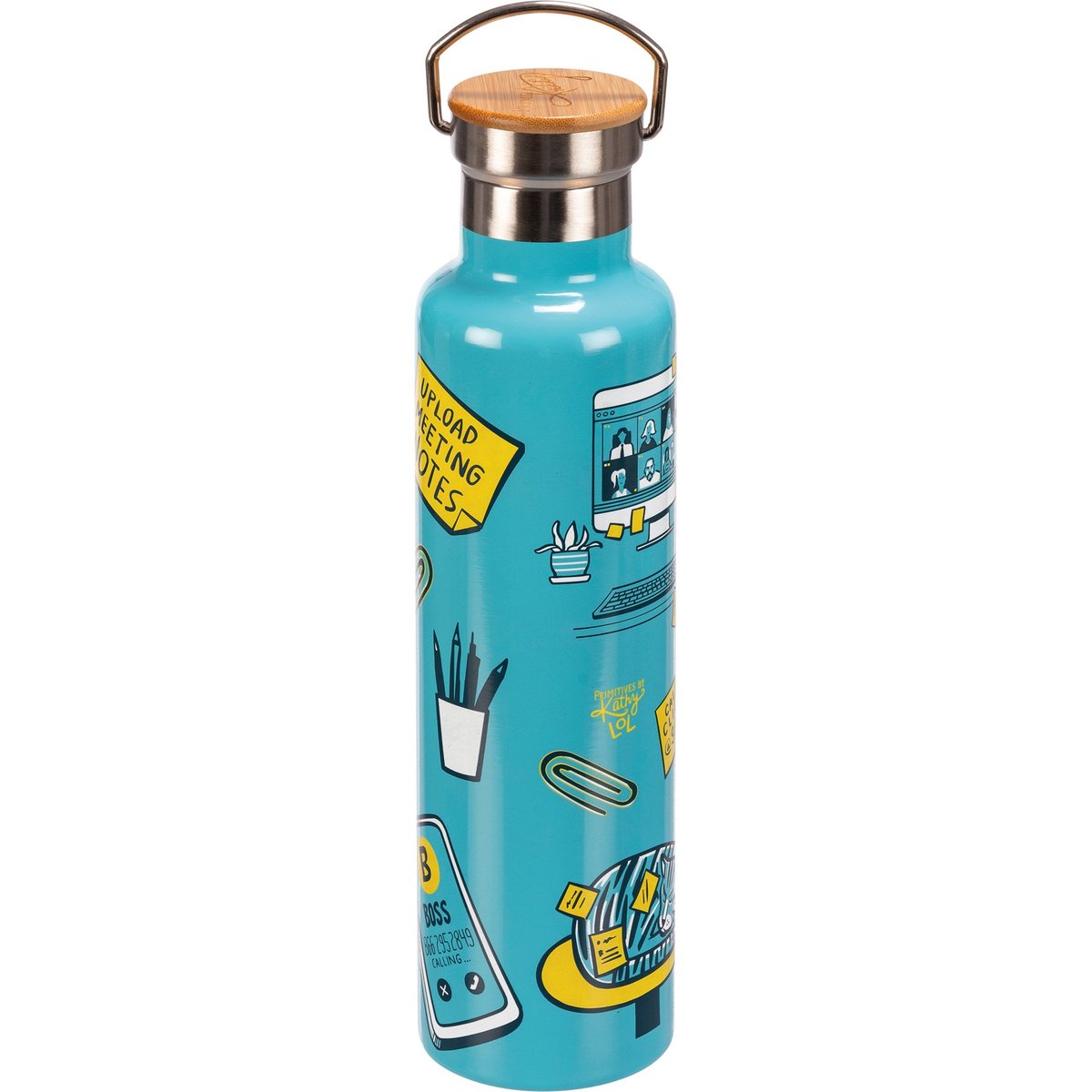 Funny Work From Home Insulated Stainless Steel Bottle with Bamboo Lid
