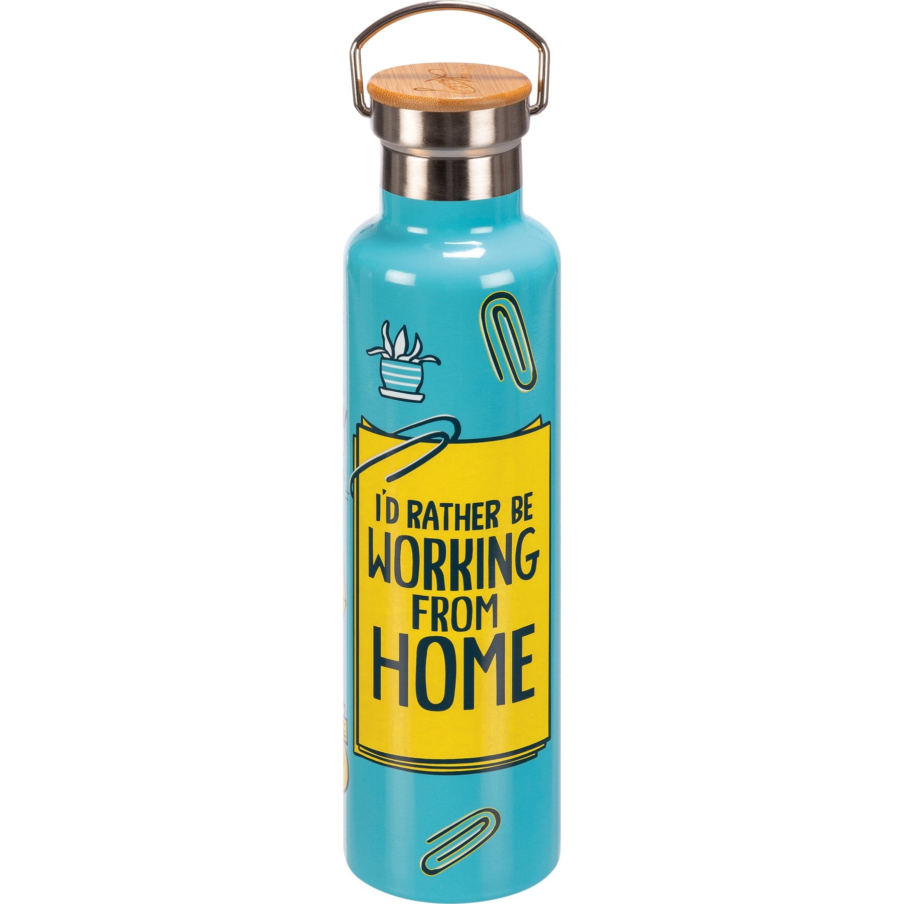 Funny Work From Home Insulated Stainless Steel Bottle with Bamboo Lid