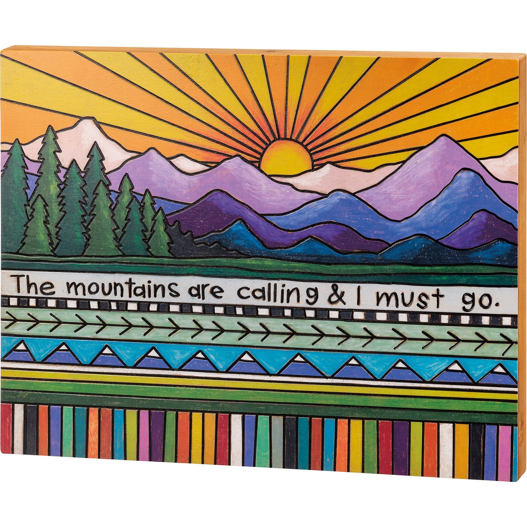 Primitives By Kathy 'Mountains Are Calling' Rustic Wood Box Sign Home Decor