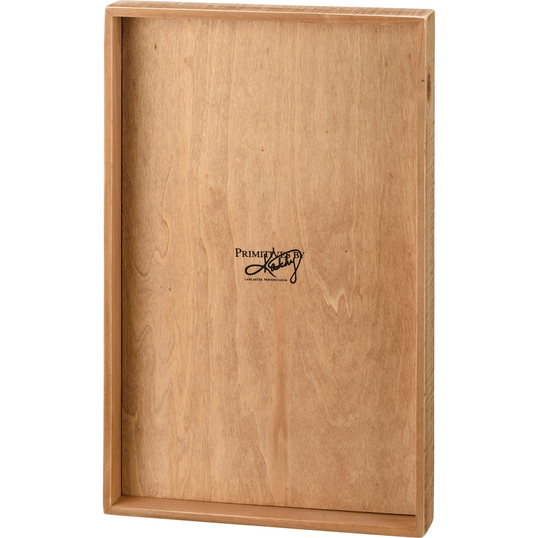 Charming Wooden Inset Box Sign with Family Poem, Cream Background & Natural Wood