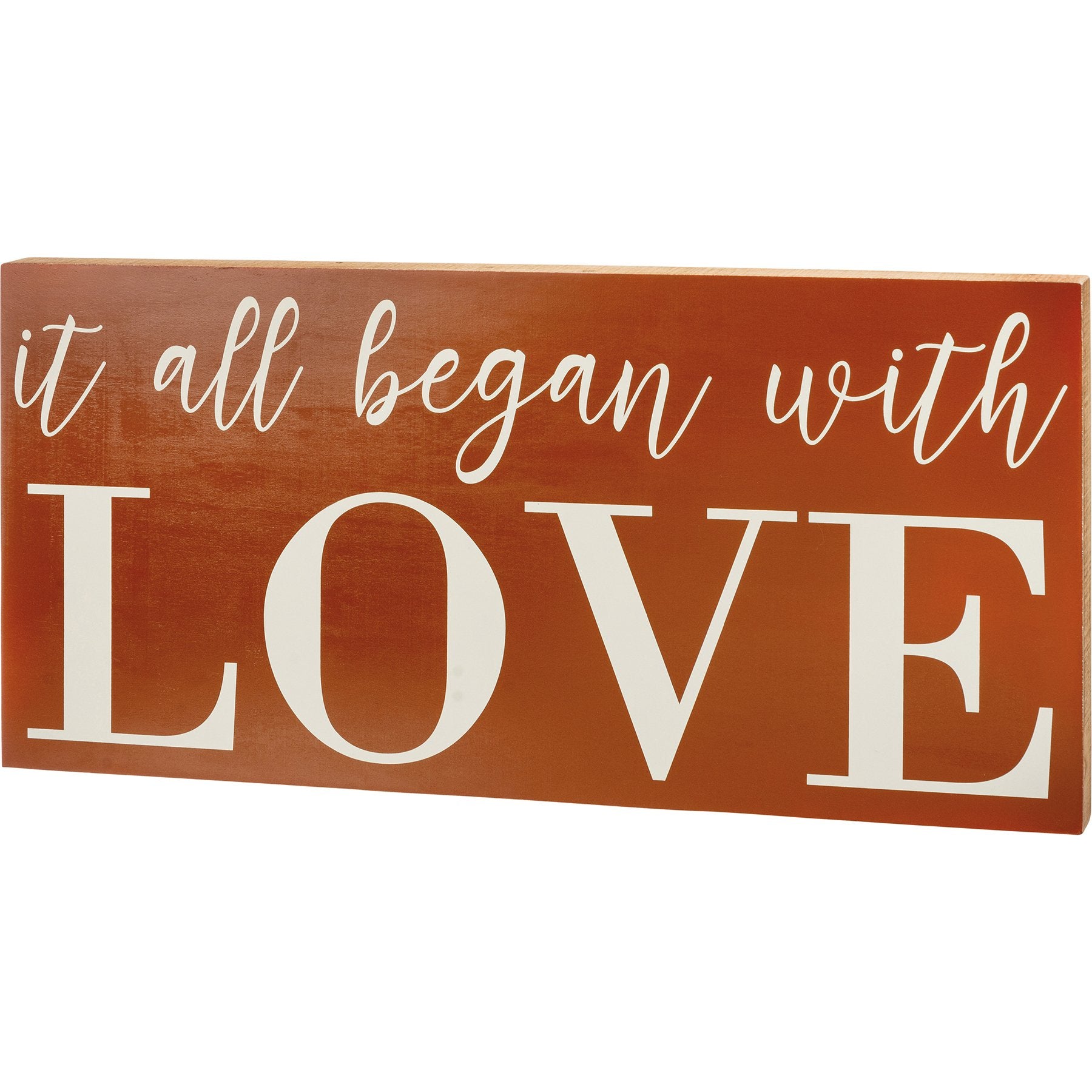 Primitives By Kathy 'It All Began With Love' Rustic Wood Box Sign Decor