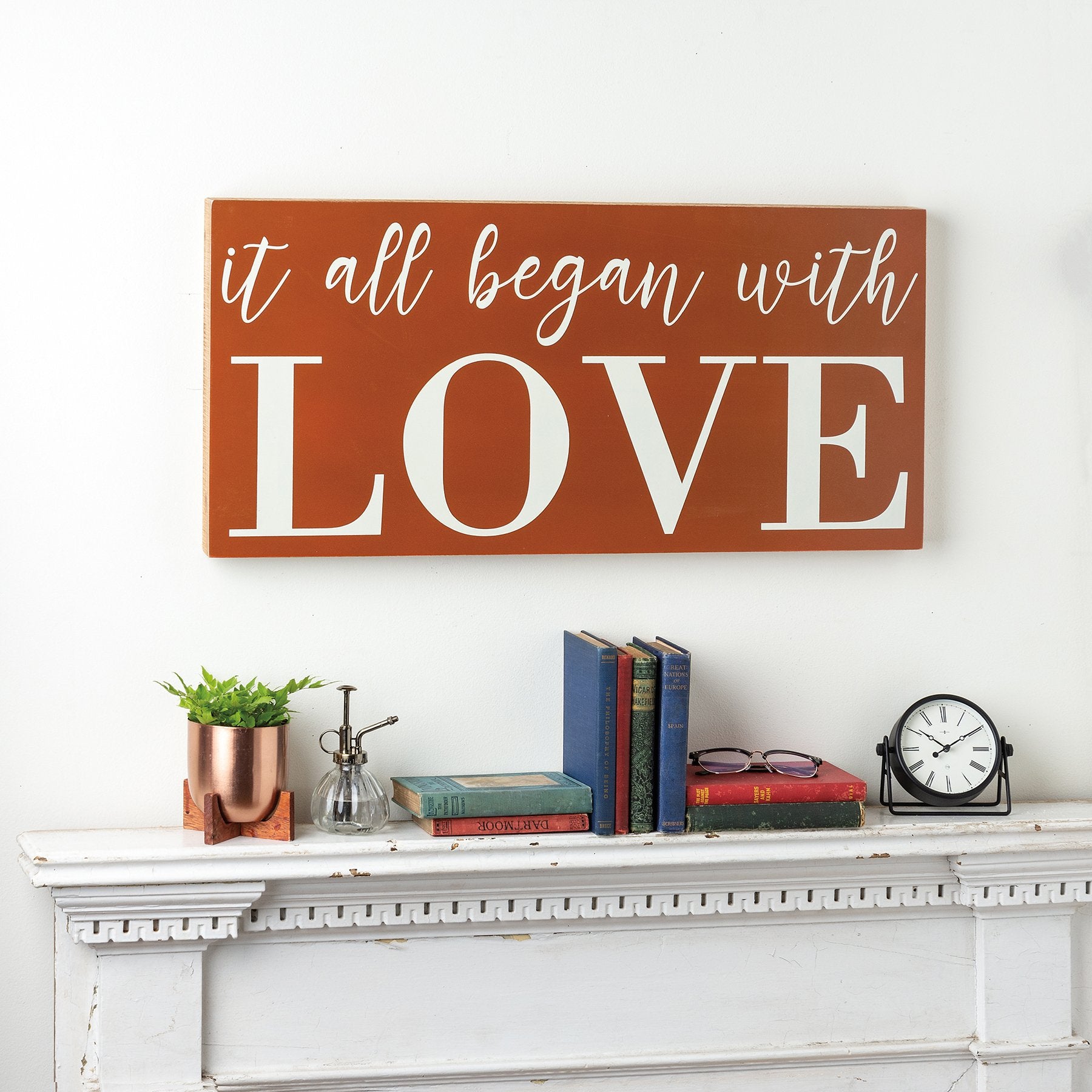 Primitives By Kathy 'It All Began With Love' Rustic Wood Box Sign Decor