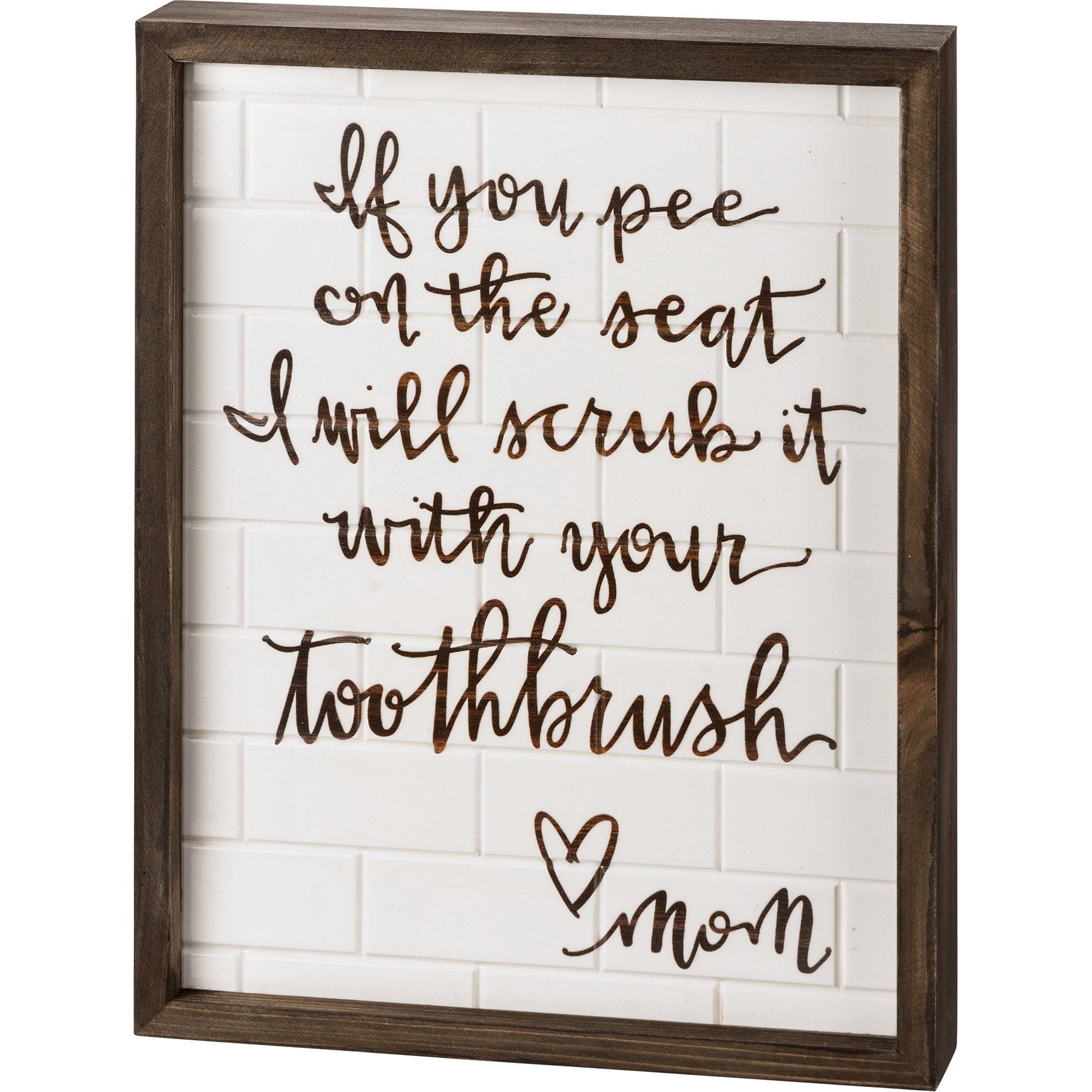 Humorous 'Pee on Seat' Bathroom Reminder Wood Inset Box Sign by Primitives By Kathy