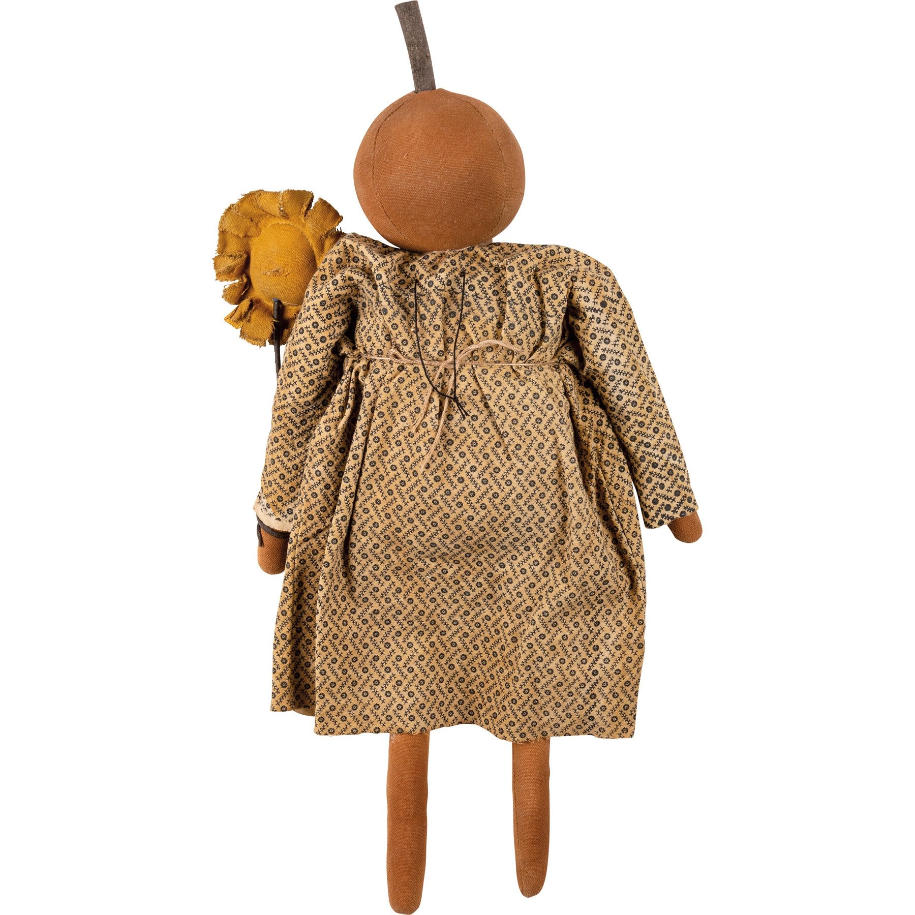 Charming Primitive Sunflower Susie Doll with Pumpkin Bead Necklace Accent