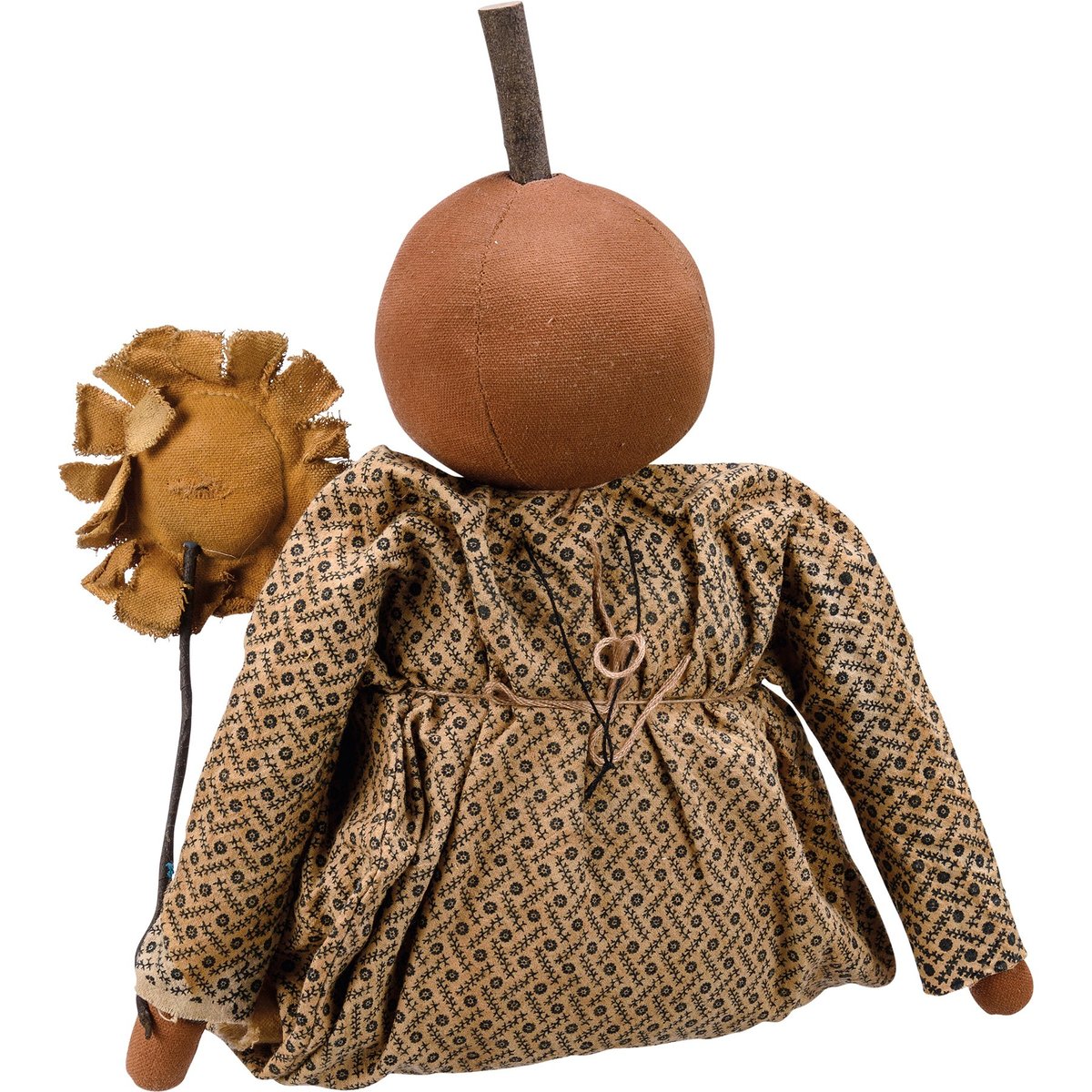 Charming Primitive Sunflower Susie Doll with Pumpkin Bead Necklace Accent