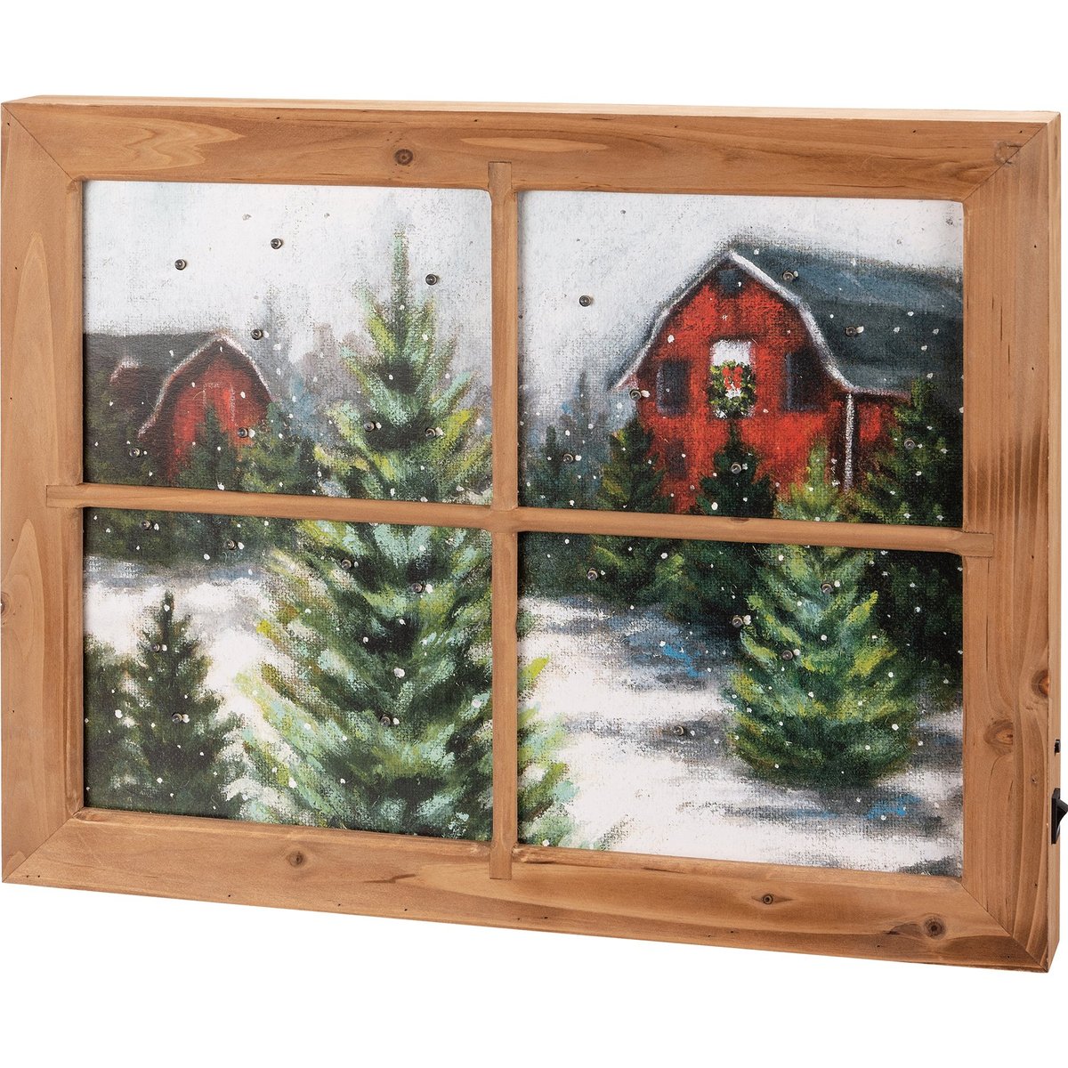 Charming Light-Up Rustic Winter Farm Window Sign with LED Lights & Timer