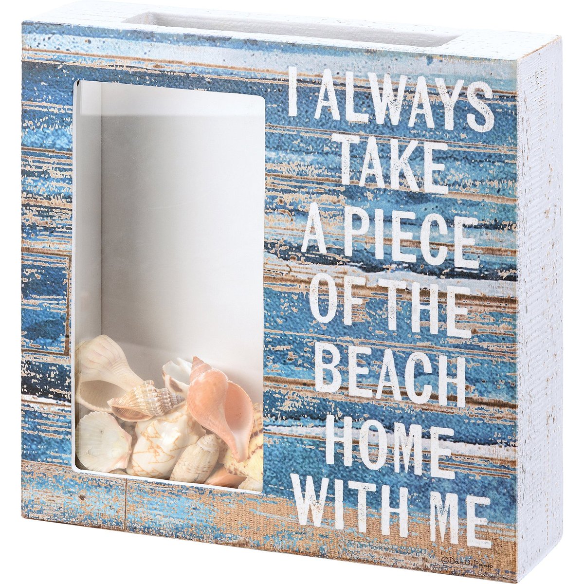 Beach Home Shell Holder Box - Rustic Wood & Glass Keepsake Display