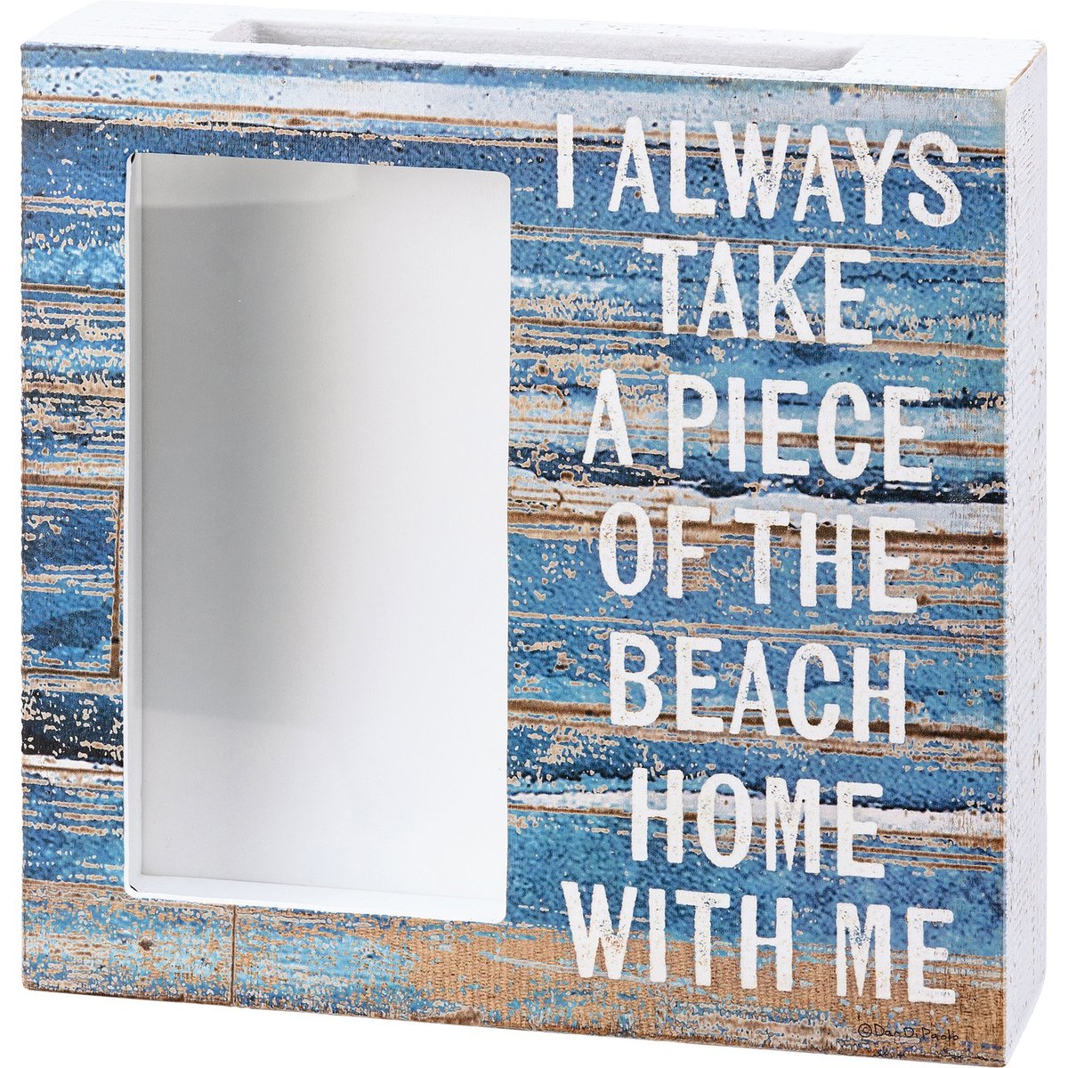 Beach Home Shell Holder Box - Rustic Wood & Glass Keepsake Display