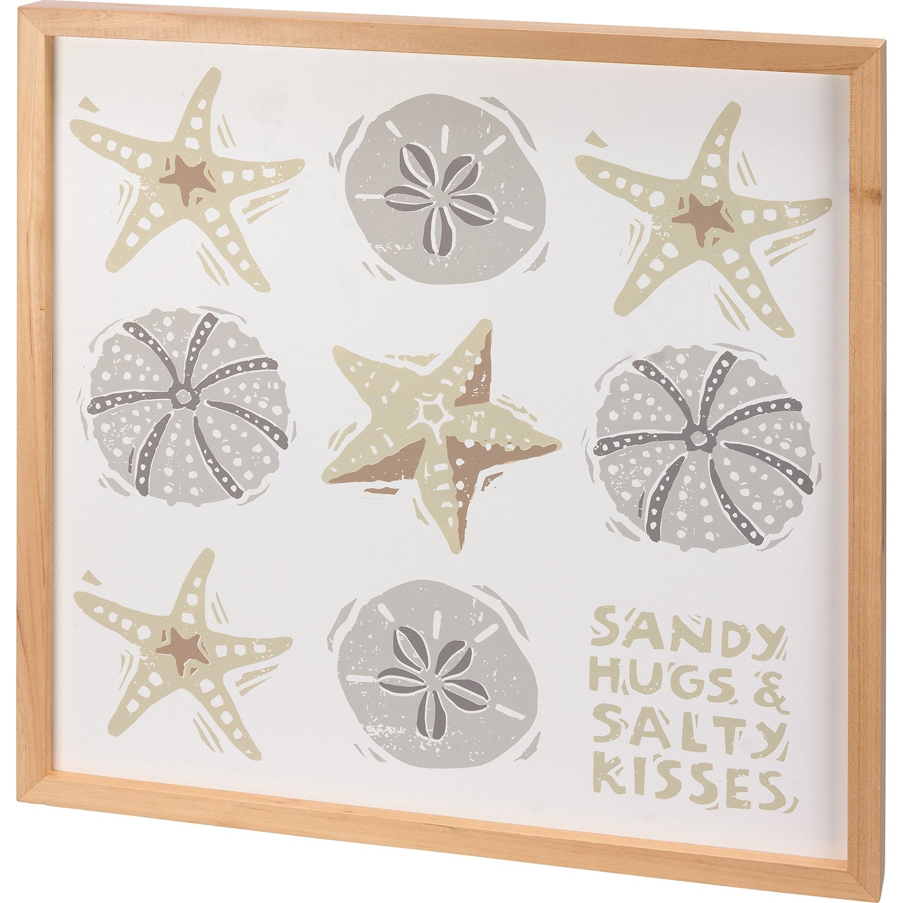 Charming Sandy Hugs Salty Kisses Beach Wood Box Sign Decor Starfish Seashell Art