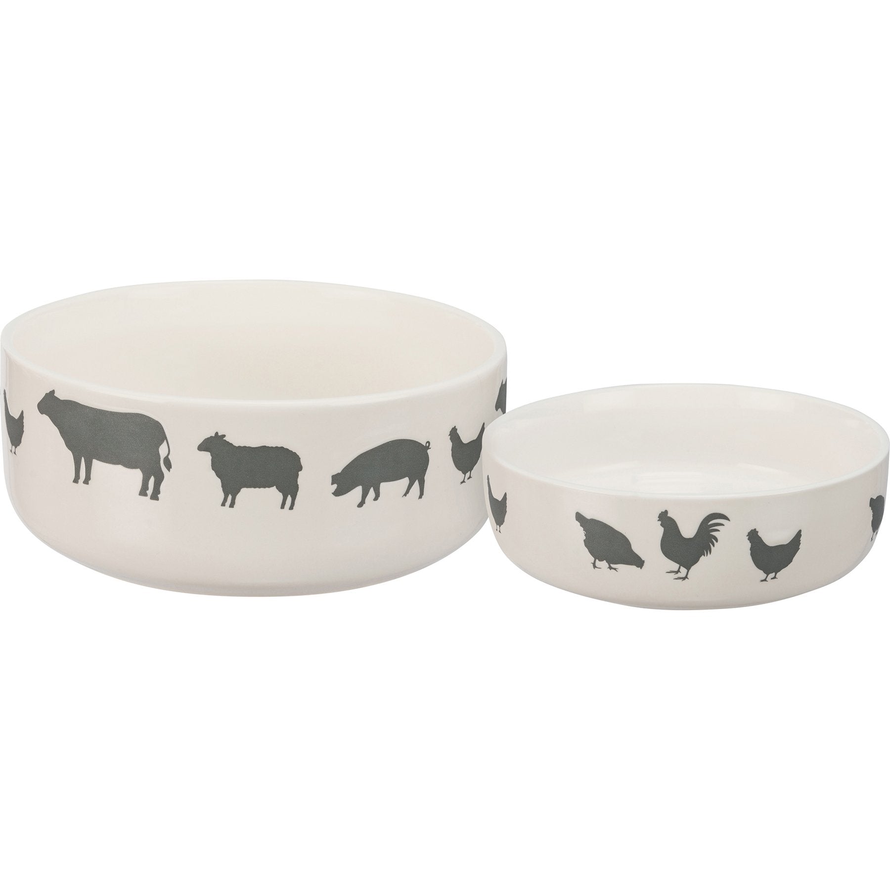 Charming Farm Animals Stoneware Bowl Set - Microwave & Dishwasher Safe, 2-Piece