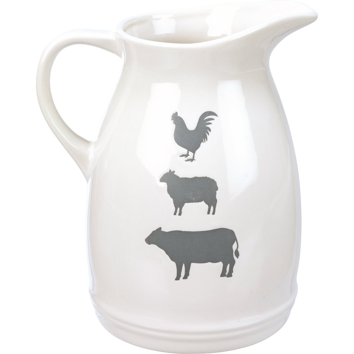 Charming Farm Animals Stoneware Pitcher - Debossed Gray Rustic Kitchen Decor