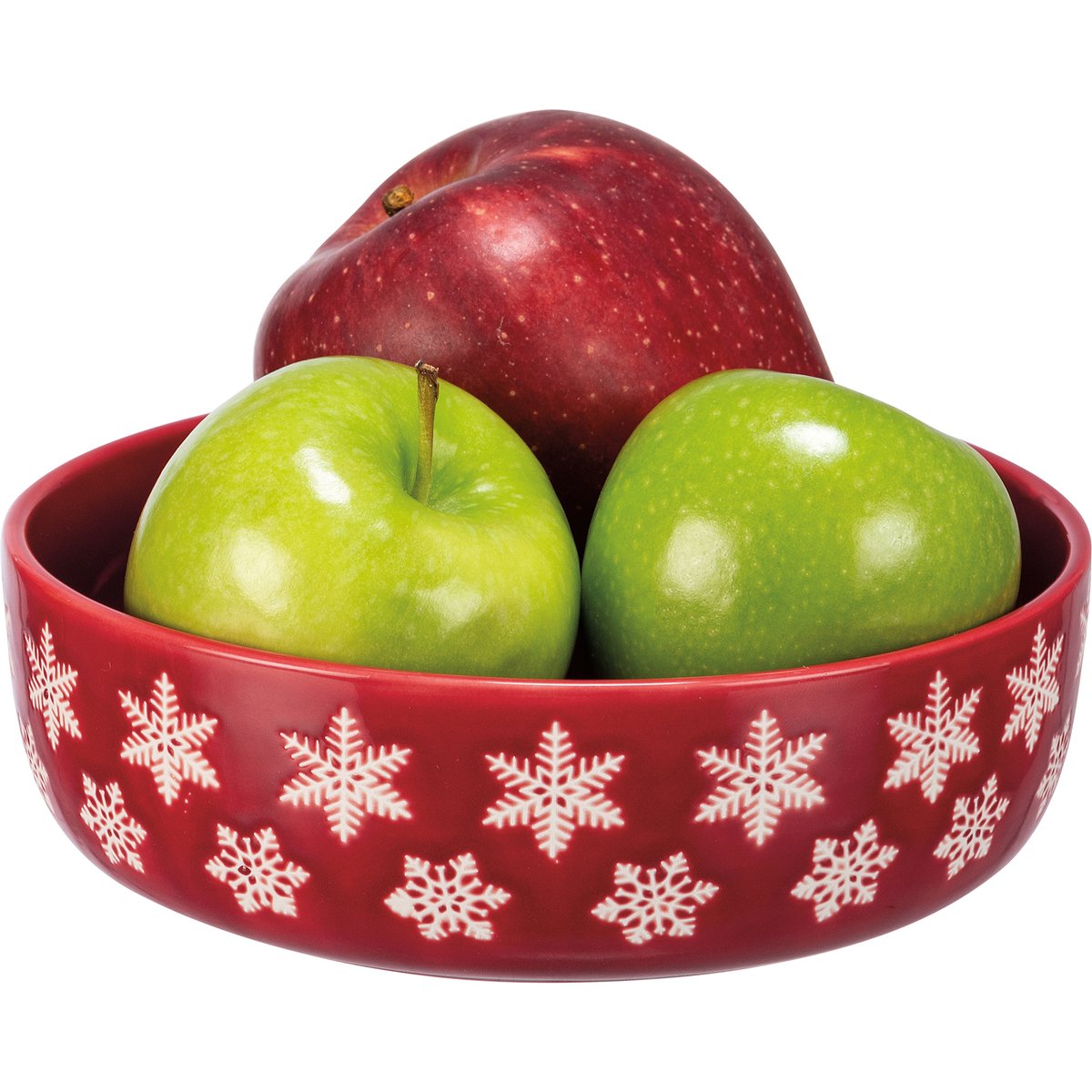 Festive Red Stoneware Deer & Snowflake Bowl Set - Microwave Oven Dishwasher Safe