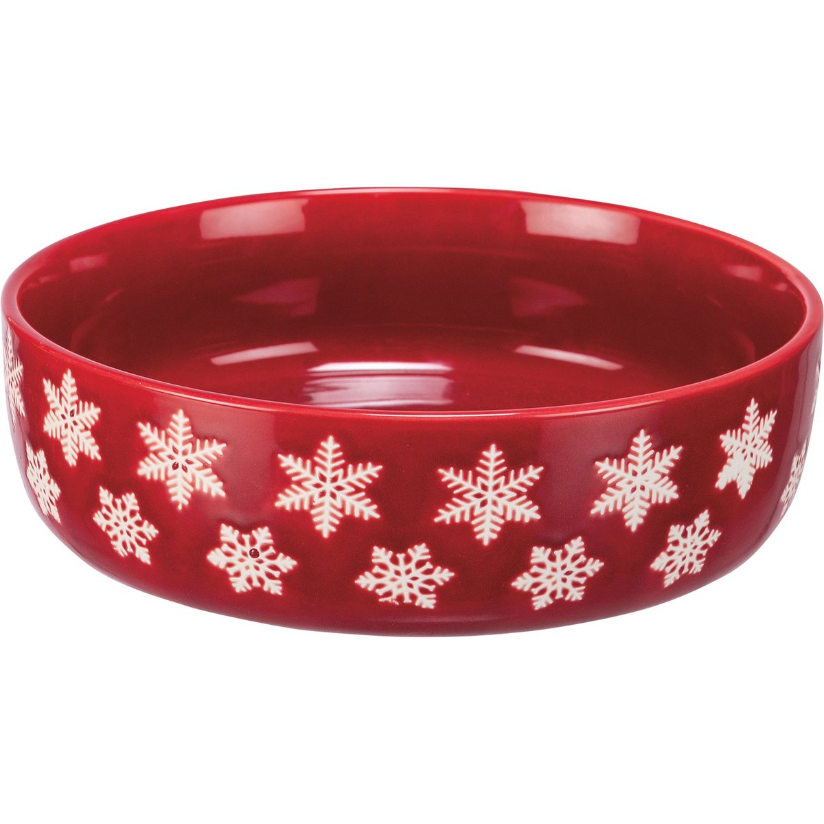 Festive Red Stoneware Deer & Snowflake Bowl Set - Microwave Oven Dishwasher Safe