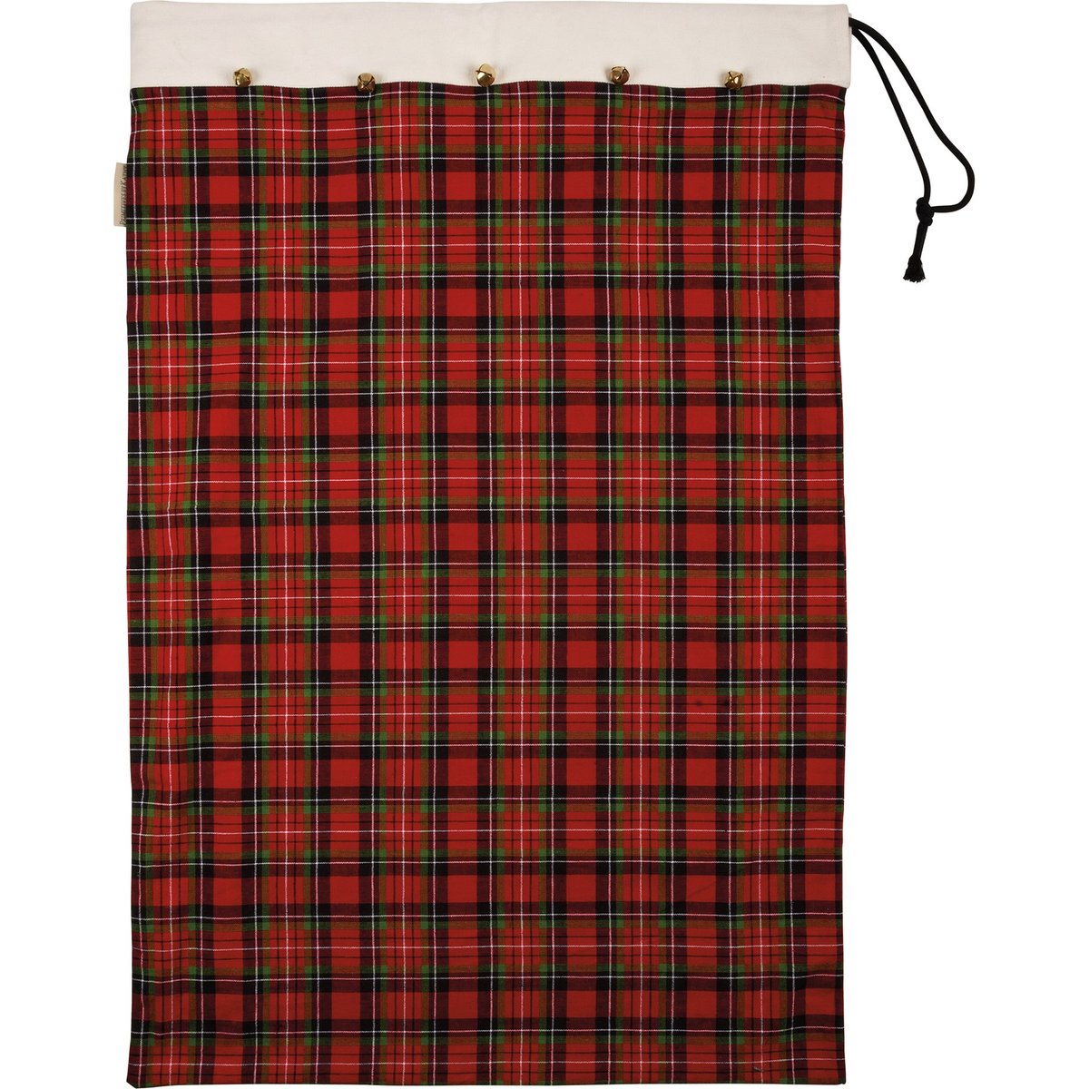 Primitives By Kathy Red Plaid 'Give Back' Cotton Santa Sack with Jingle Bells