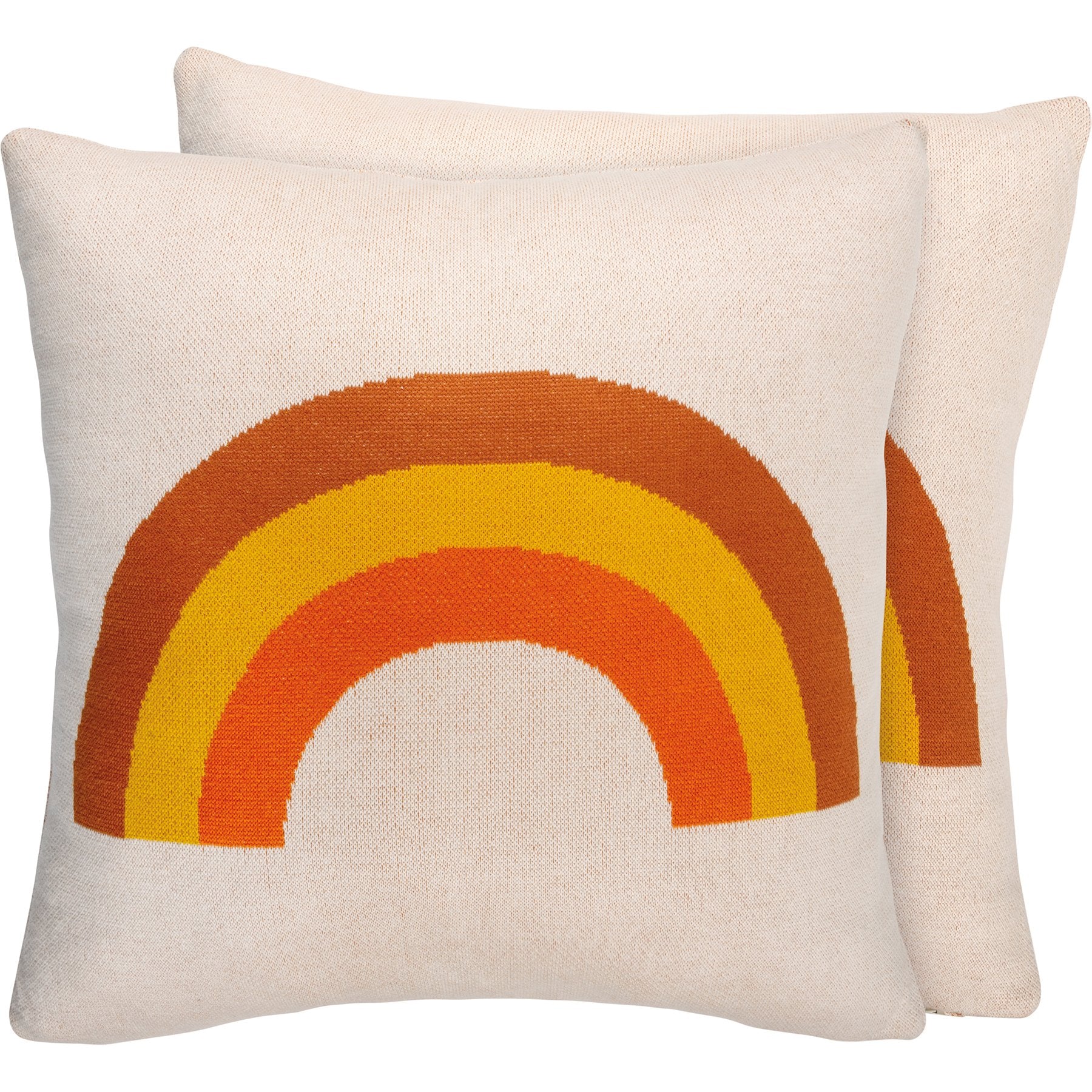 Bohemian Tricolor Rainbow Cotton Pillow - Vibrant Hand Illustrated Home Decor Accent