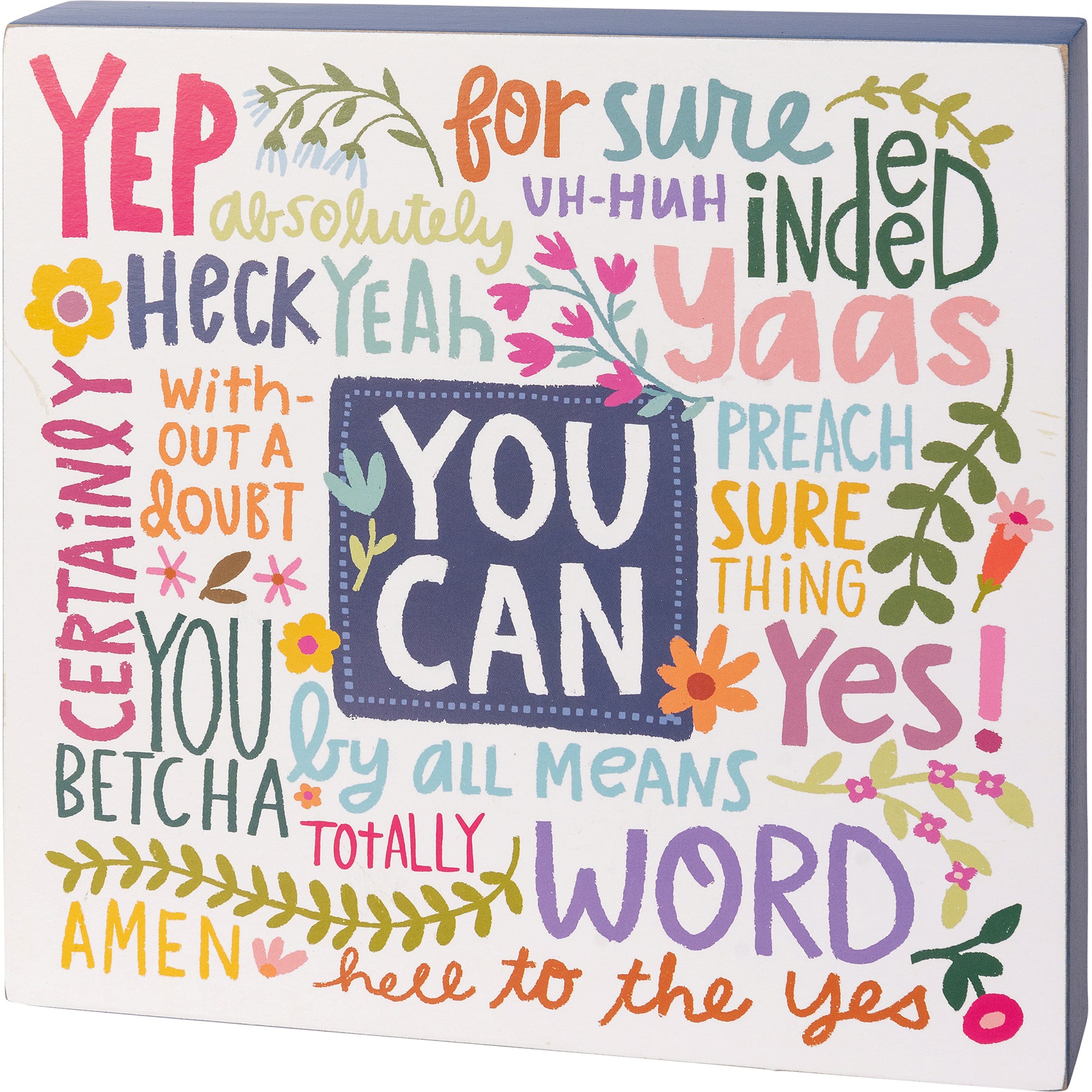 Inspirational 'You Can' Box Sign with Whimsical Words & Vibrant Design