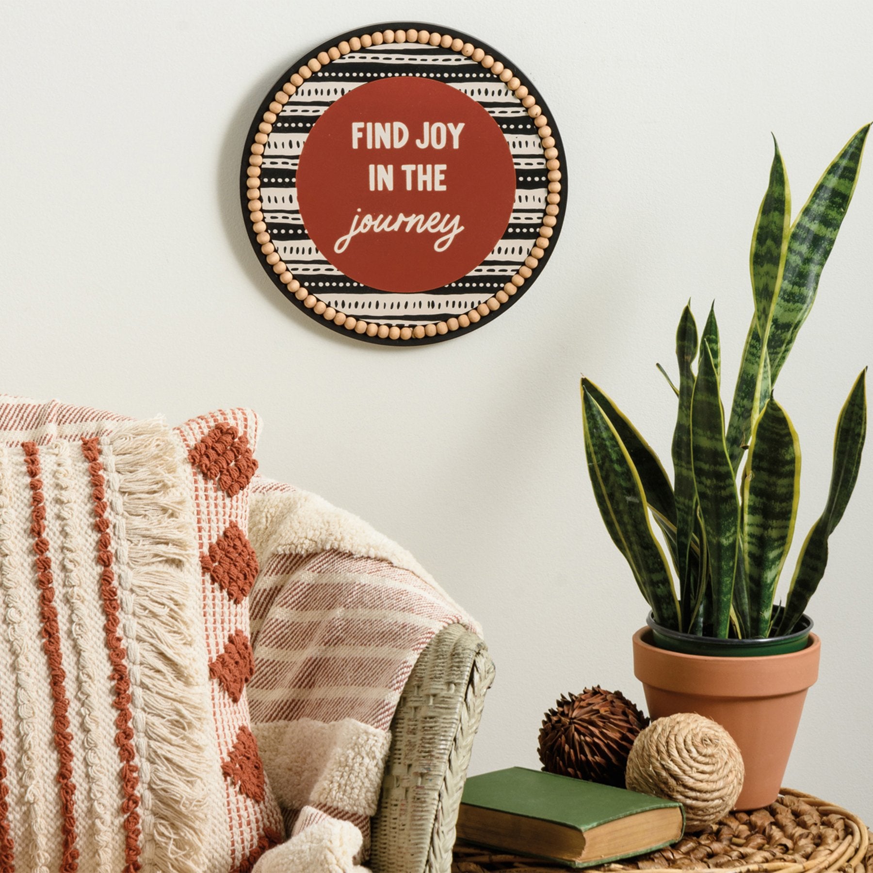 Bohemian Wooden Wall Art: 'Find Joy In The Journey' Inspirational Decor