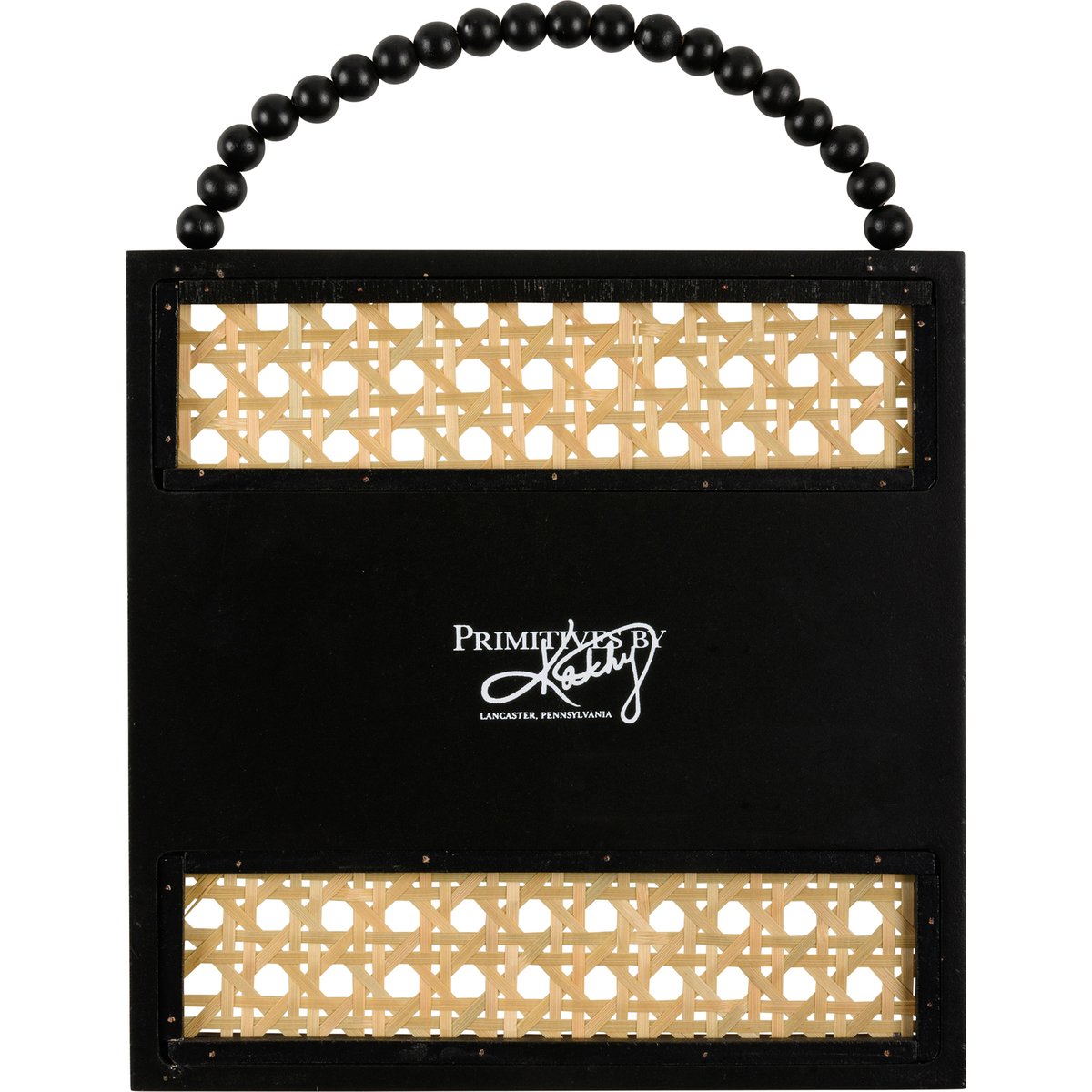 Bohemian Wooden Rattan 'Live In The Moment' Wall Art Decor with Beaded Hanger