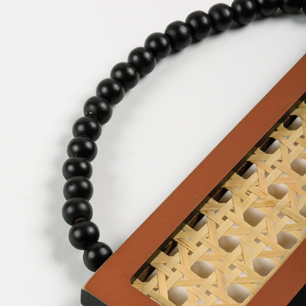 Bohemian Wooden Rattan 'Live In The Moment' Wall Art Decor with Beaded Hanger