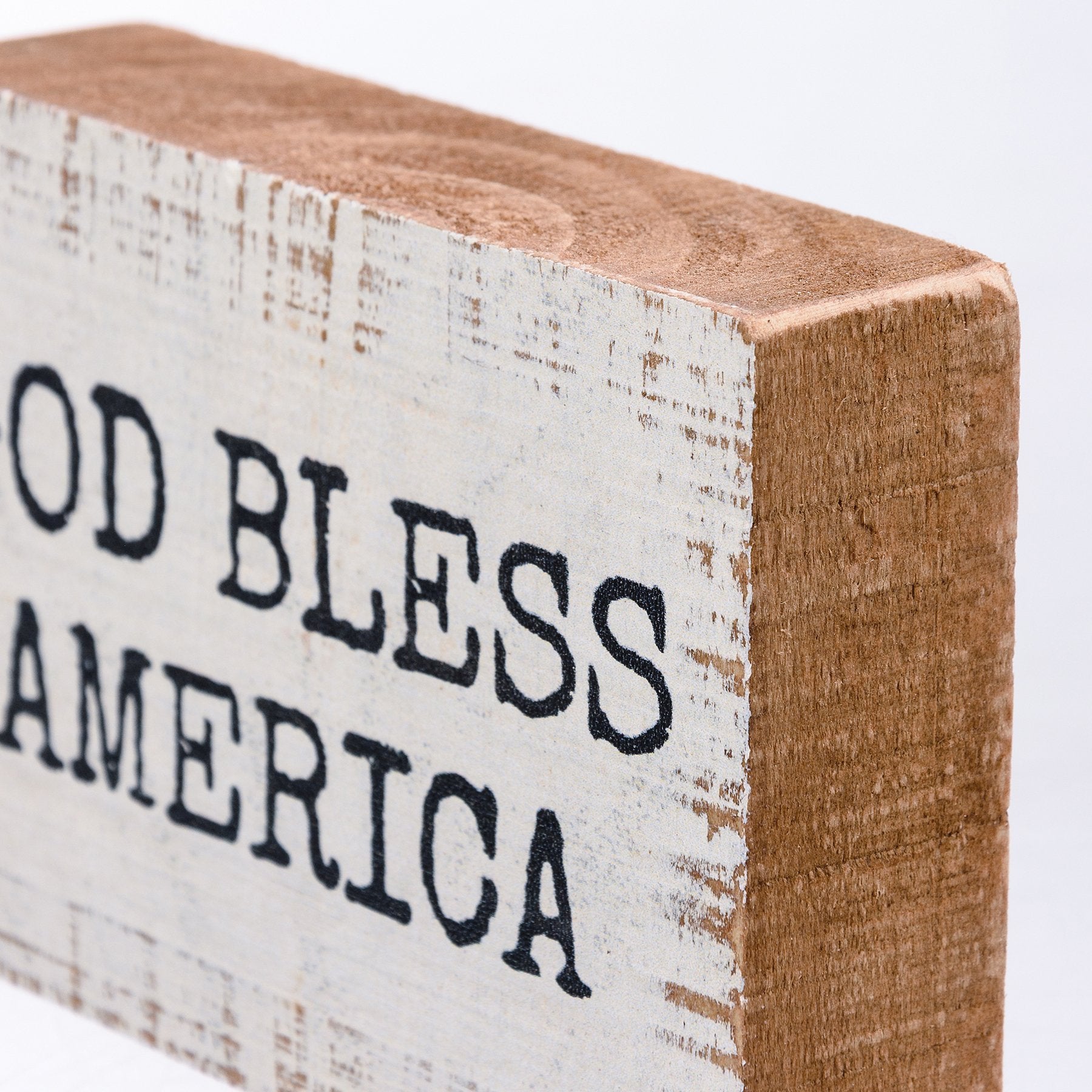 Distressed Wooden "God Bless America" Block Sign - Rustic Patriotic Home Decor
