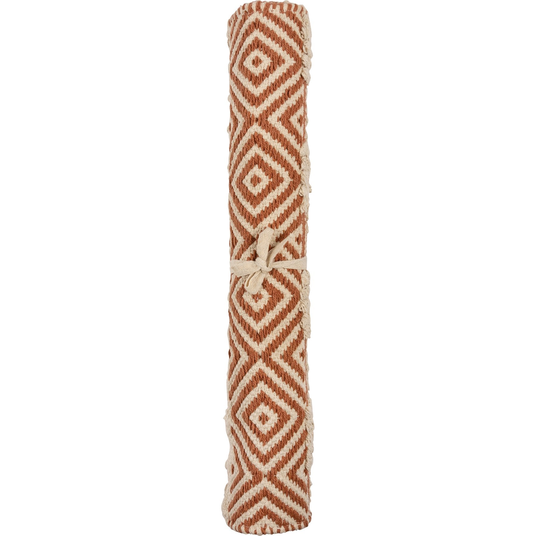 Boho Woven Cotton Sierra Geometric Area Rug - Terracotta & Cream Tones