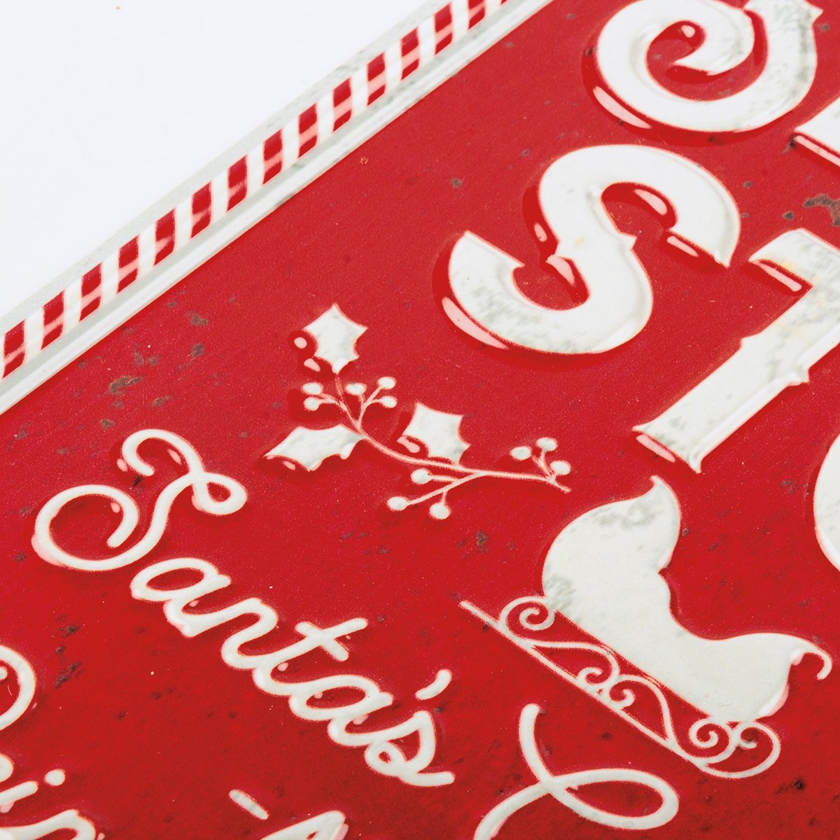 Festive Sleigh Stop Santa's Cookies Reindeer Feed Metal Garden Stake Sign