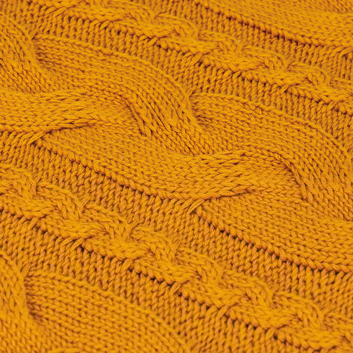 Luxurious Saffron Cable Knit Cotton Throw Blanket - Soft, Warm, Machine Washable Decor