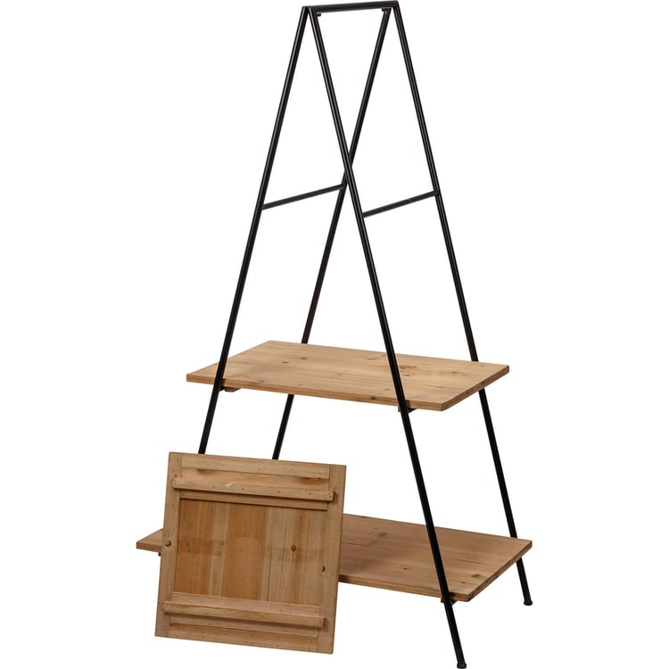 Rustic Farmhouse Three-Tiered Ladder Display Tray - Wood & Metal A-Frame Decor
