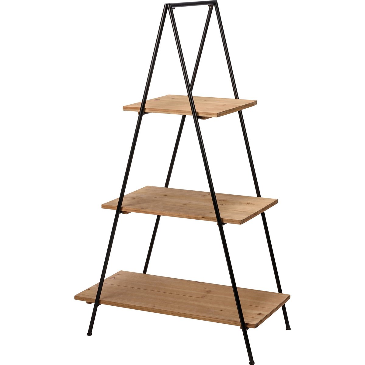 Rustic Farmhouse Three-Tiered Ladder Display Tray - Wood & Metal A-Frame Decor