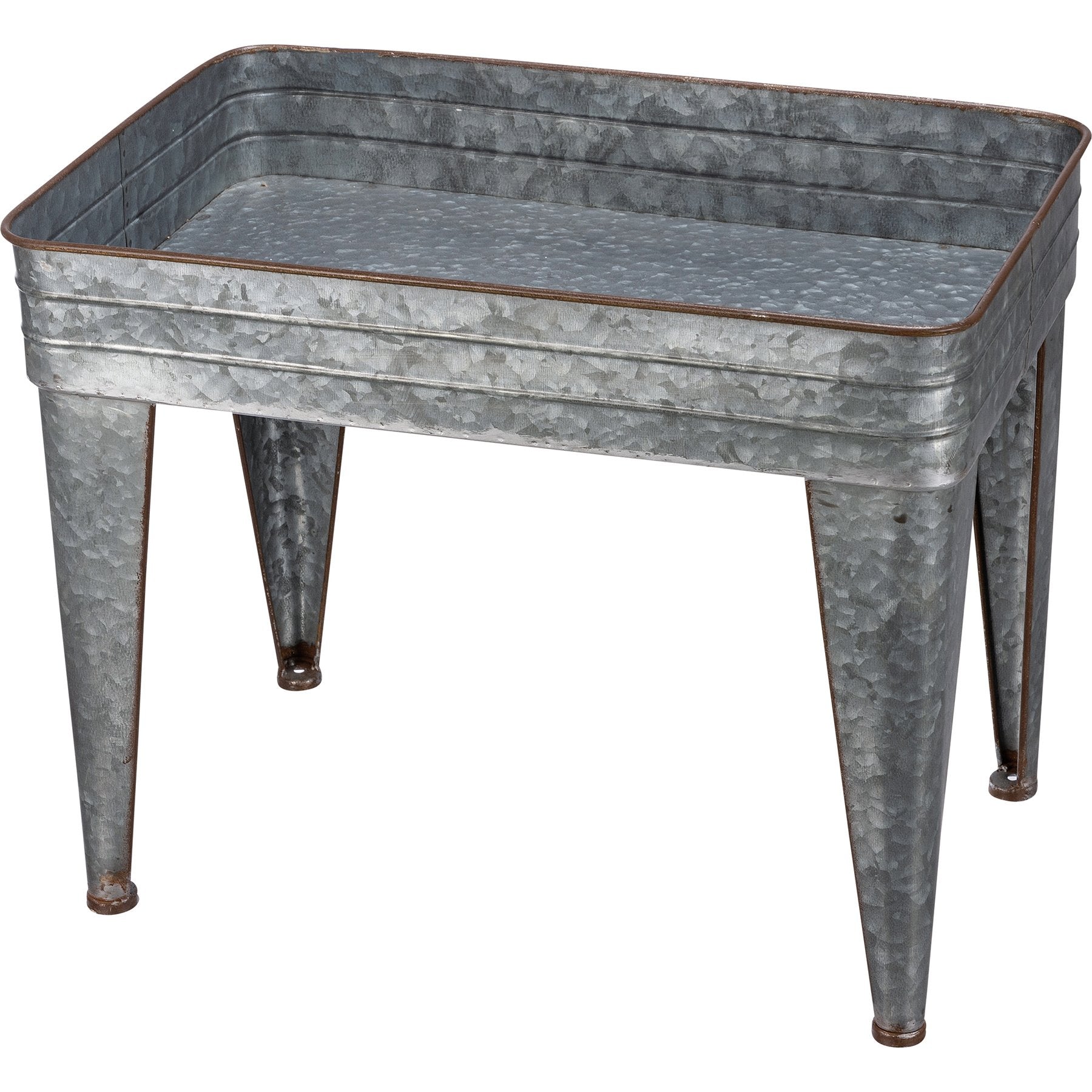 Rustic Farmhouse Galvanized Metal Serving Tray Table Set of Two