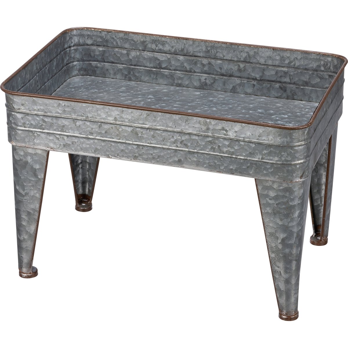Rustic Farmhouse Galvanized Metal Serving Tray Table Set of Two