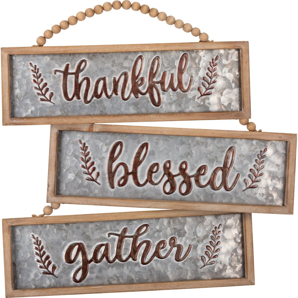 Charming Thankful Blessed Gather Wood Metal Farmhouse Wall Decor Set