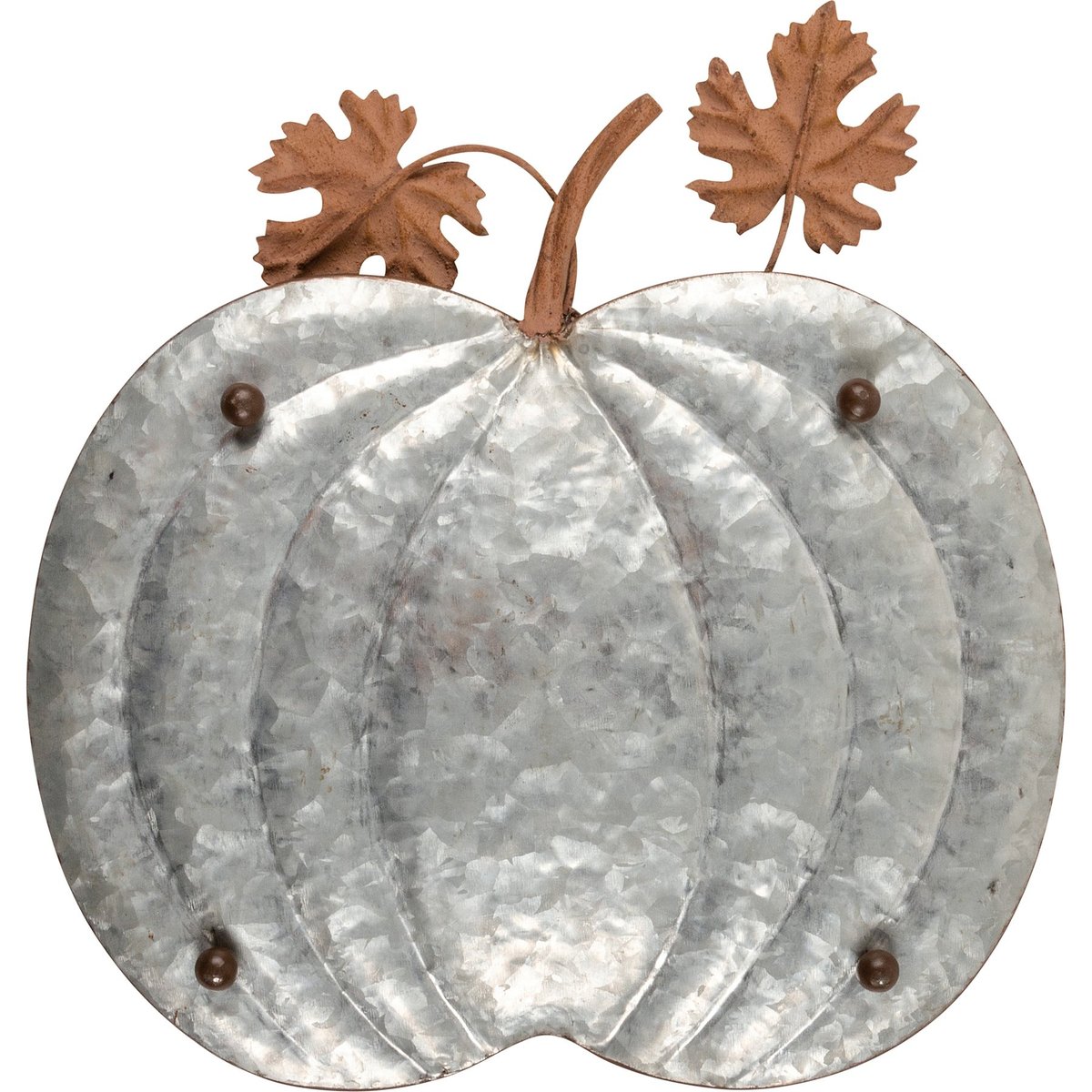 Charming Galvanized Metal Pumpkin Tray Set - Rustic Fall Home Decor Accent