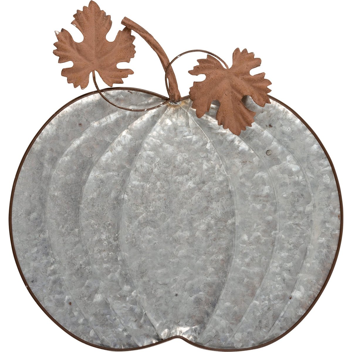 Charming Galvanized Metal Pumpkin Tray Set - Rustic Fall Home Decor Accent