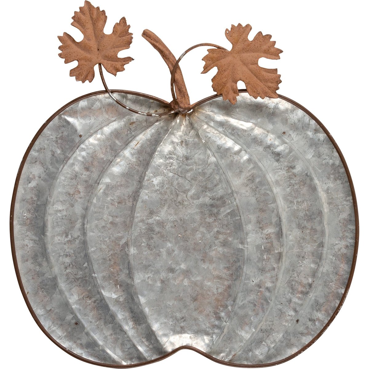 Charming Galvanized Metal Pumpkin Tray Set - Rustic Fall Home Decor Accent