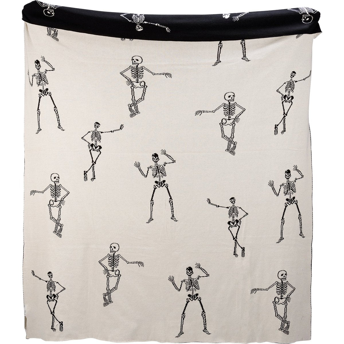 Primitives by Kathy Spooky Skeleton Knit Cotton Throw Blanket for Halloween Decor