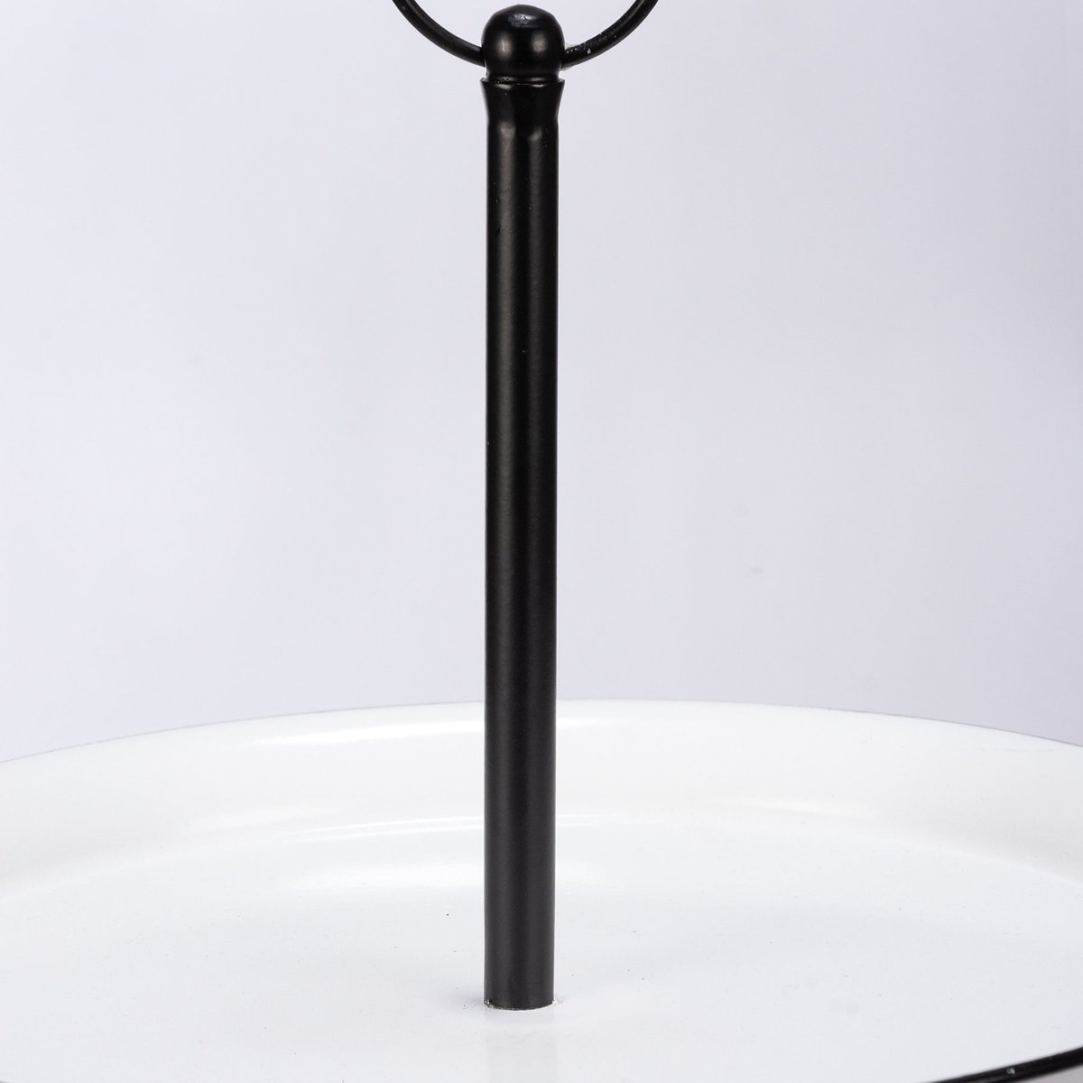 Rustic Farmhouse Single Tier Pedestal Tray - Distressed Metal Enamel Display