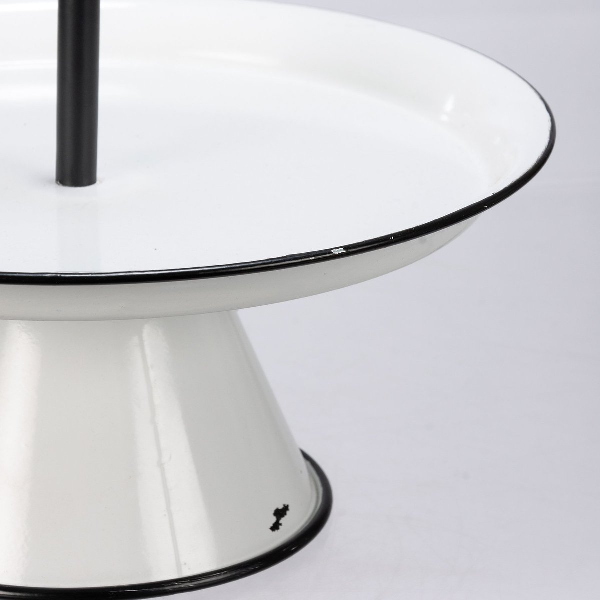 Rustic Farmhouse Single Tier Pedestal Tray - Distressed Metal Enamel Display