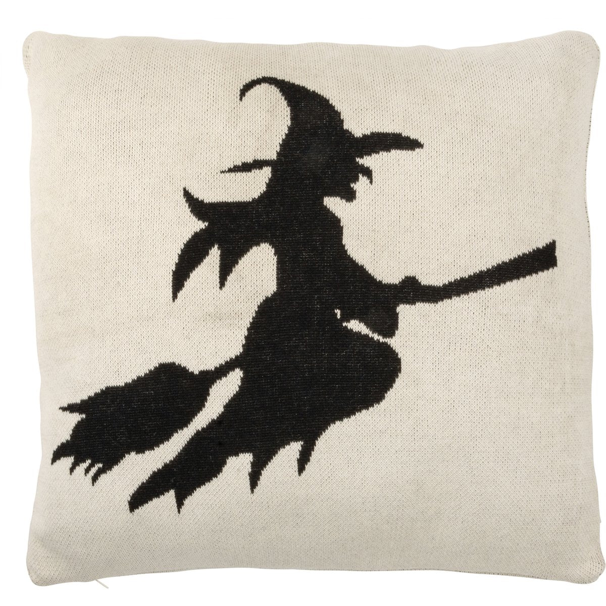 Charming Halloween Witch Silhouette Cotton Pillow with Zippered Cover & Polyester Fill