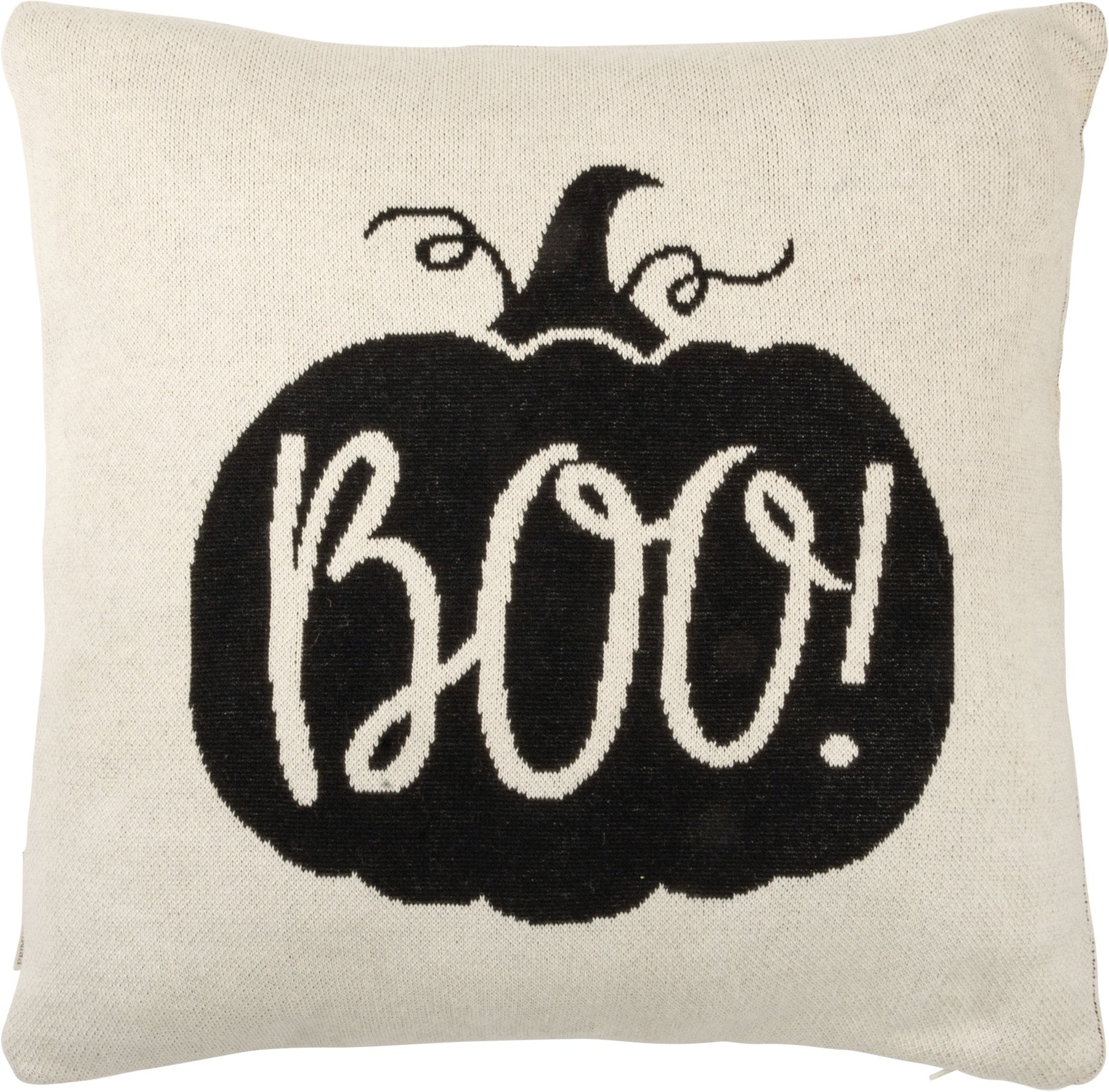 Cozy White Boo! Pumpkin Halloween Decorative Pillow - Soft Cotton Knit Cushion