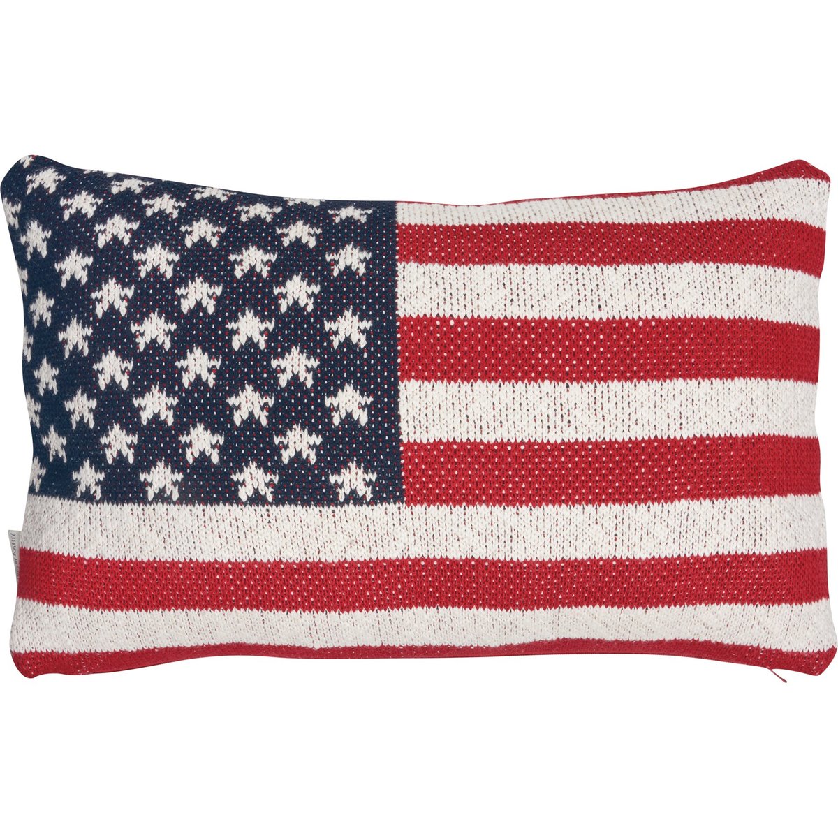 Americana Rustic Flag Knitted Cotton Pillow - Double-Sided Patriotic Home Decor