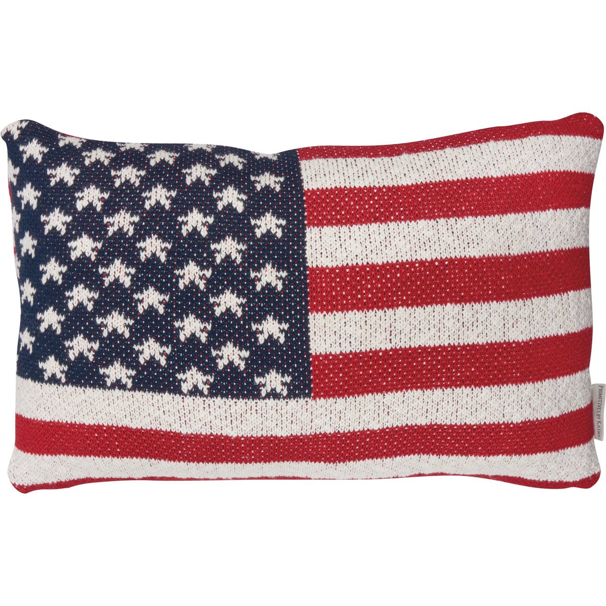 Americana Rustic Flag Knitted Cotton Pillow - Double-Sided Patriotic Home Decor