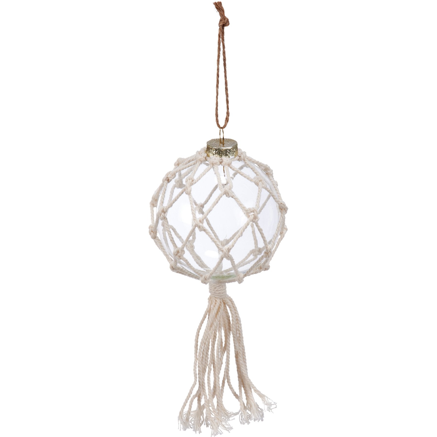 Bohemian Macrame Glass Ball Christmas Ornaments Set - 3 Unique Designs with Jute Hangers