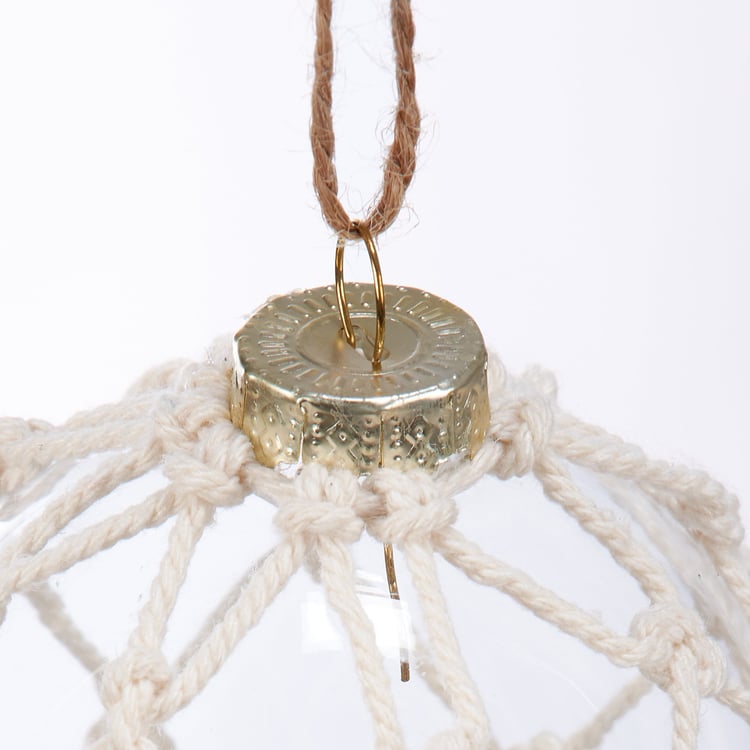 Bohemian Macrame Glass Ball Christmas Ornaments Set - 3 Unique Designs with Jute Hangers