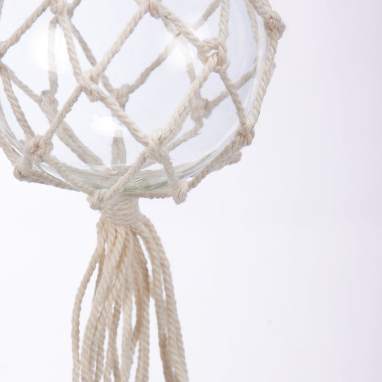 Bohemian Macrame Glass Ball Christmas Ornaments Set - 3 Unique Designs with Jute Hangers