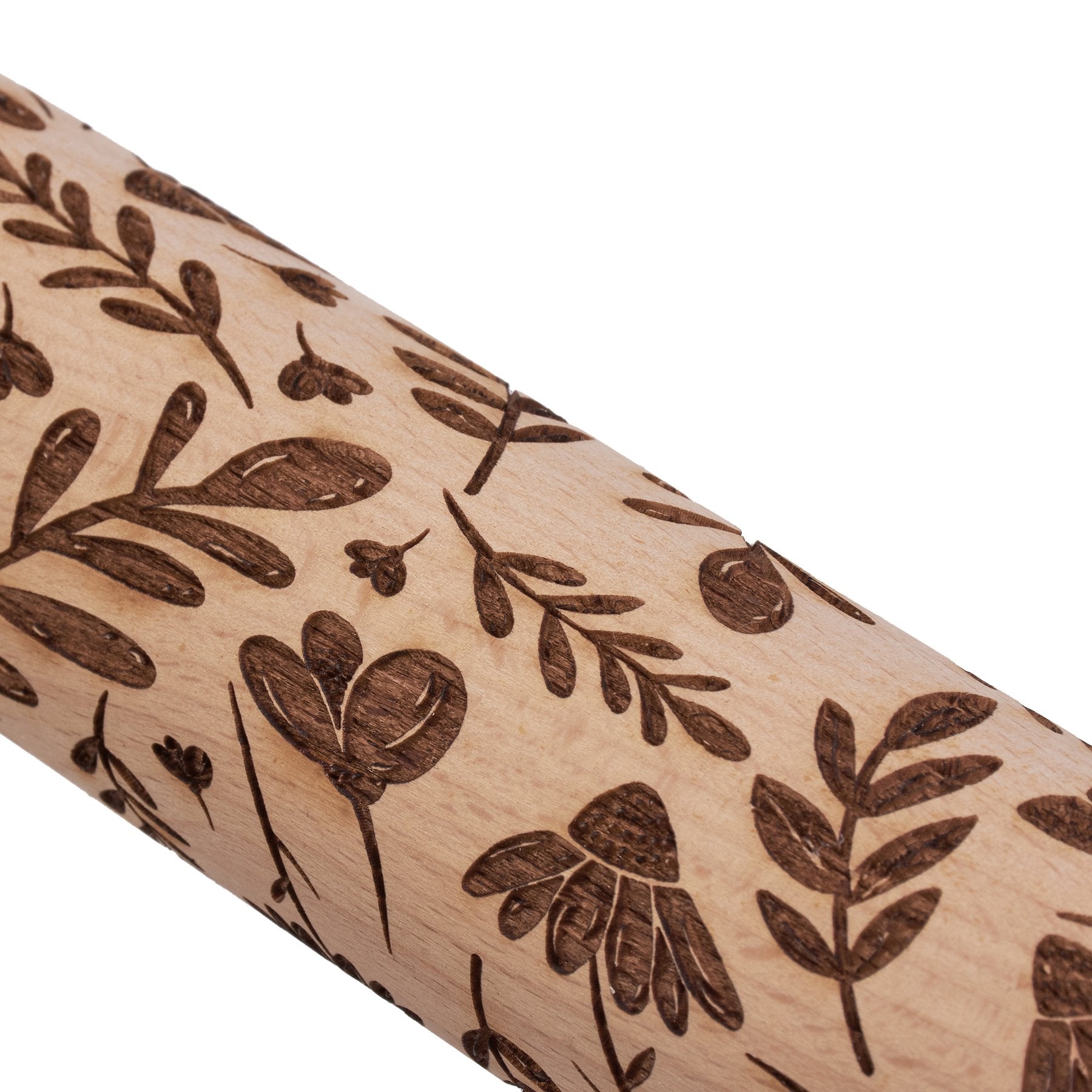 Large Floral Embossing Wooden Rolling Pin for Artisan Baking & Unique Cookies